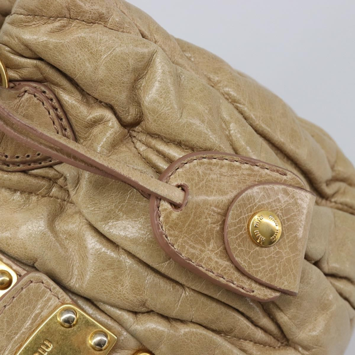 Miu Miu Coffer Convertible Satchel Matelasse Leather Beige Leather Handbag (Pre-Owned)