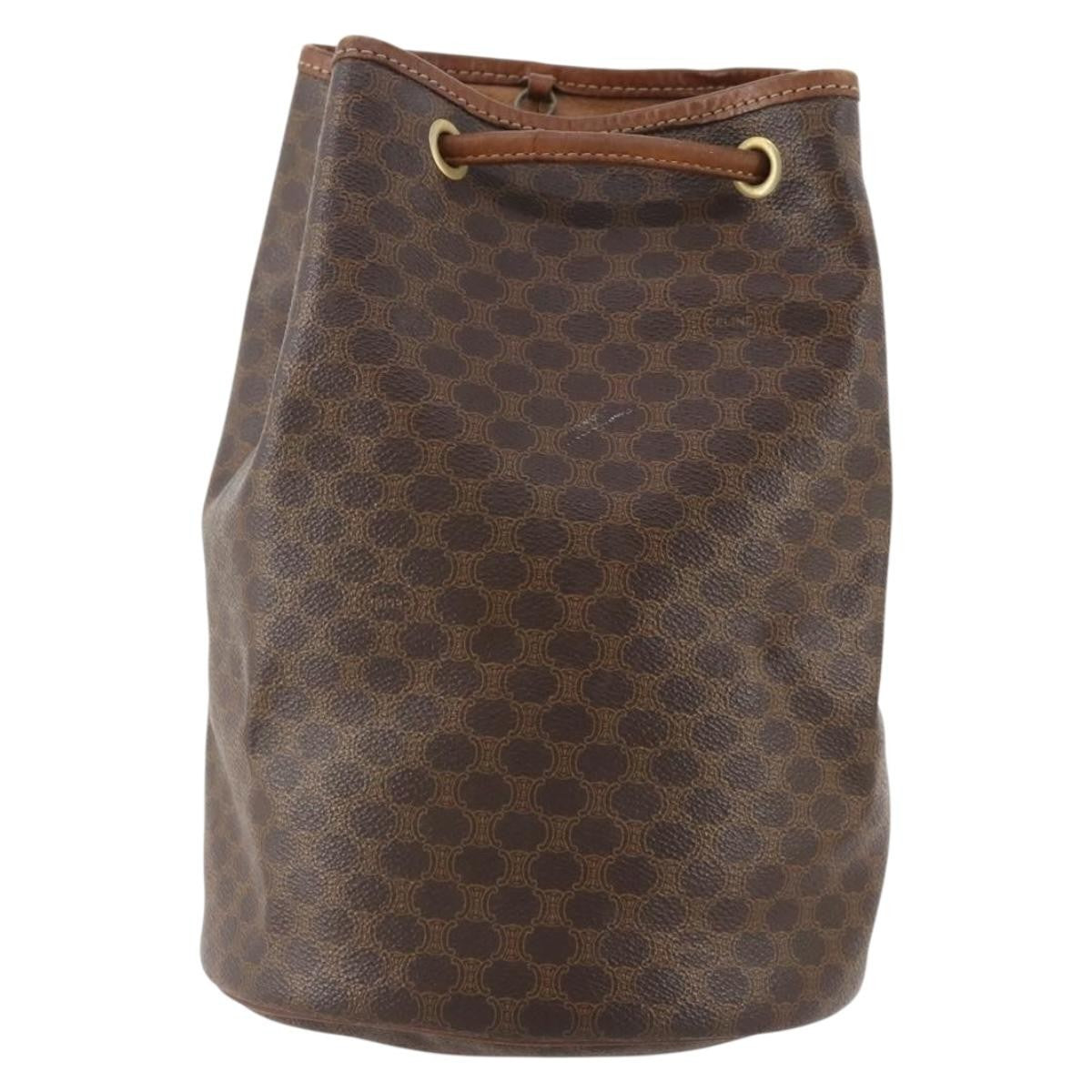 Celine Vintage Macadam Canvas And Leather Brown Canvas Backpack Bag (Pre-Owned)