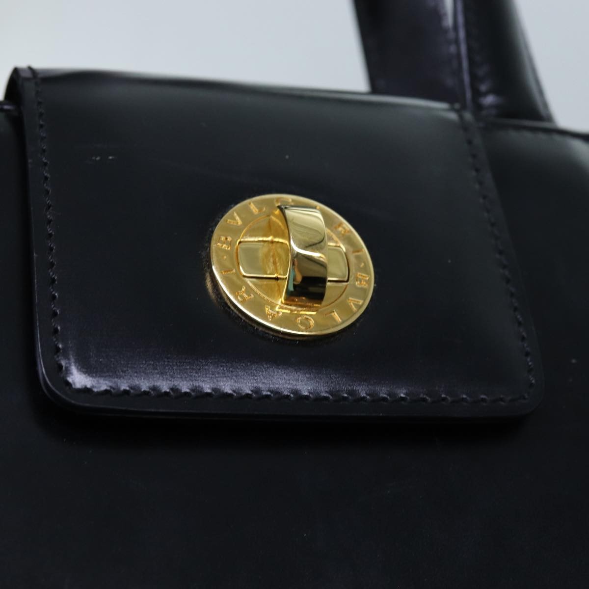 Bvlgari Handbag Leather Black Leather Handbag (Pre-Owned)