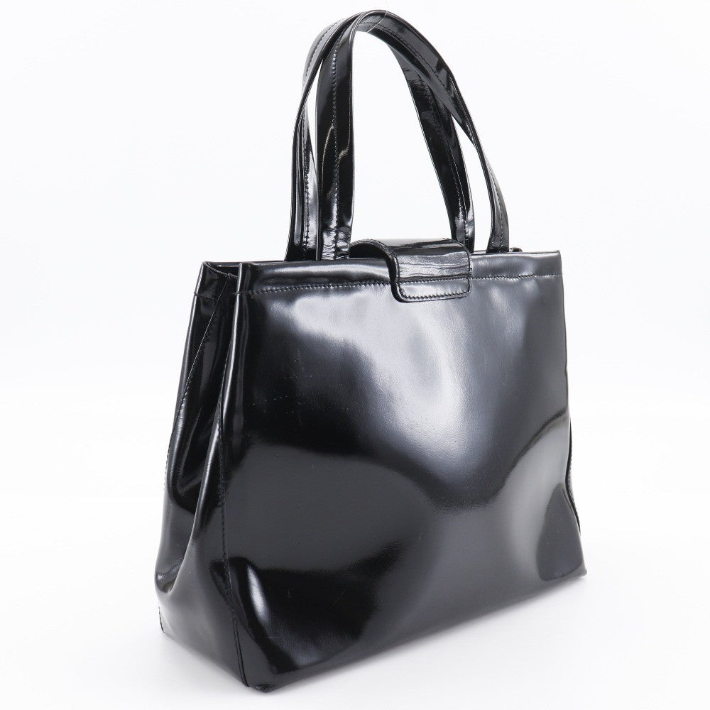 Salvatore Ferragamo Convertible Vara Bow Tote Patent Leather Black Patent_Leather Handbag (Pre-Owned)