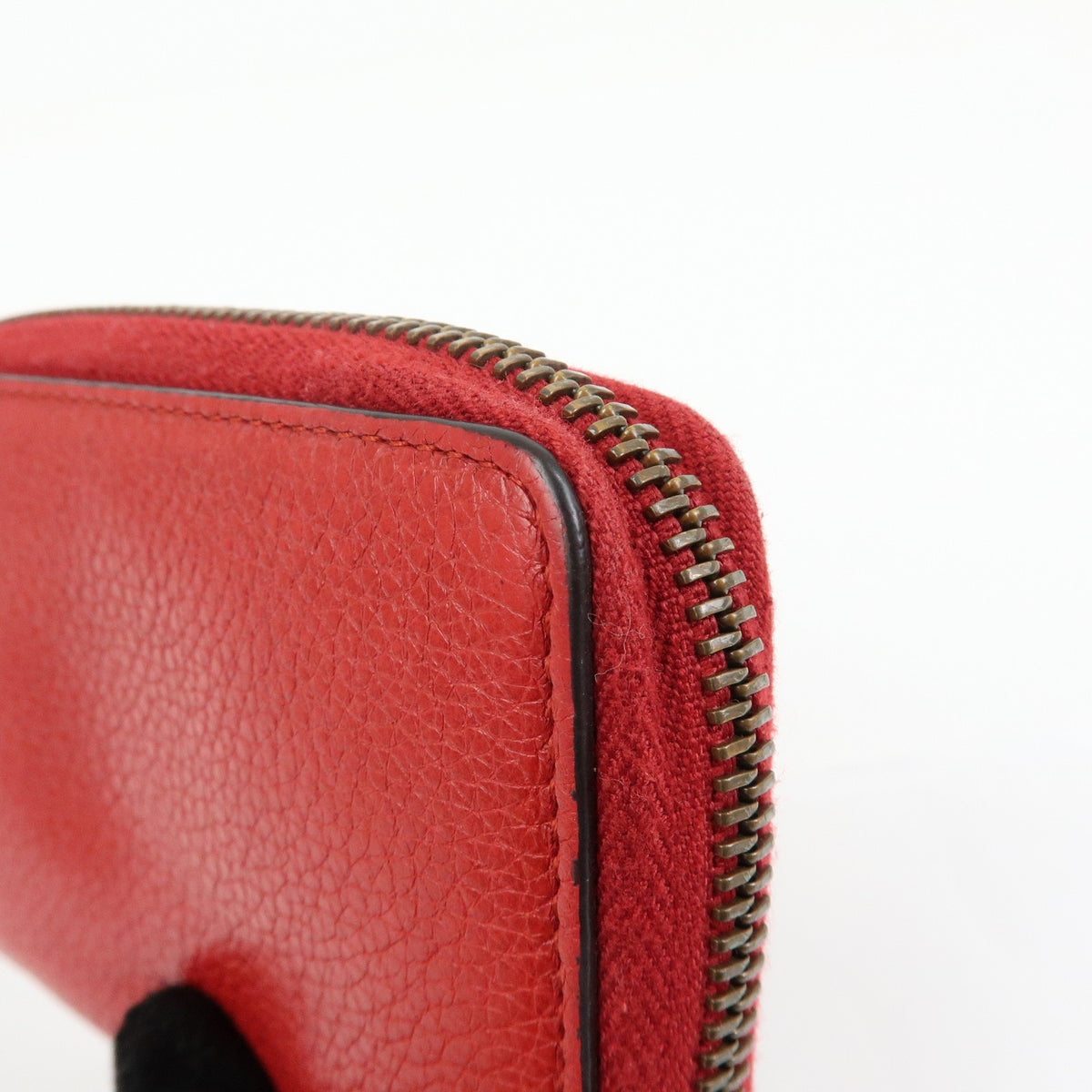 Gucci Logo Zip Card Case Printed Leather Red Leather Wallets Accessory (Pre-Owned)