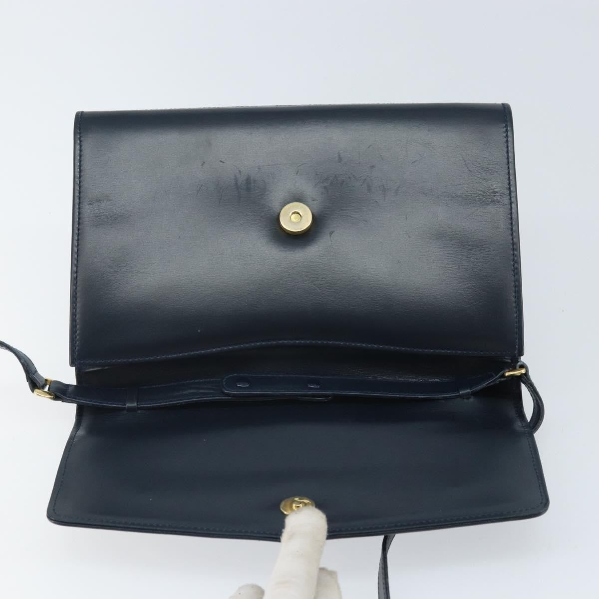 Gucci Vintage Interlocking G Flap Leather Navy Leather Shoulder Bag Bag (Pre-Owned)