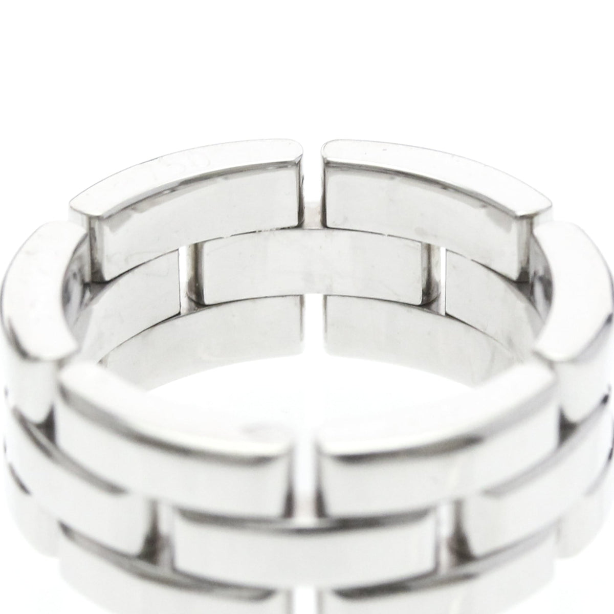 Cartier Maillon Panthere 3 Row 18K White Gold Silver White_Gold Ring Jewelry (Pre-Owned)