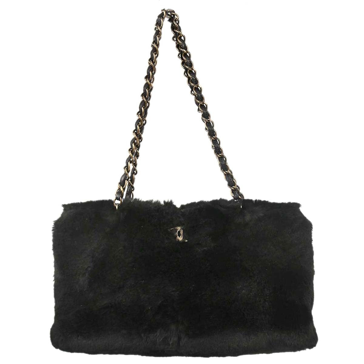 Chanel Chain Lapin Fur Black Rabbit Tote Bag Bag (Pre-Owned)
