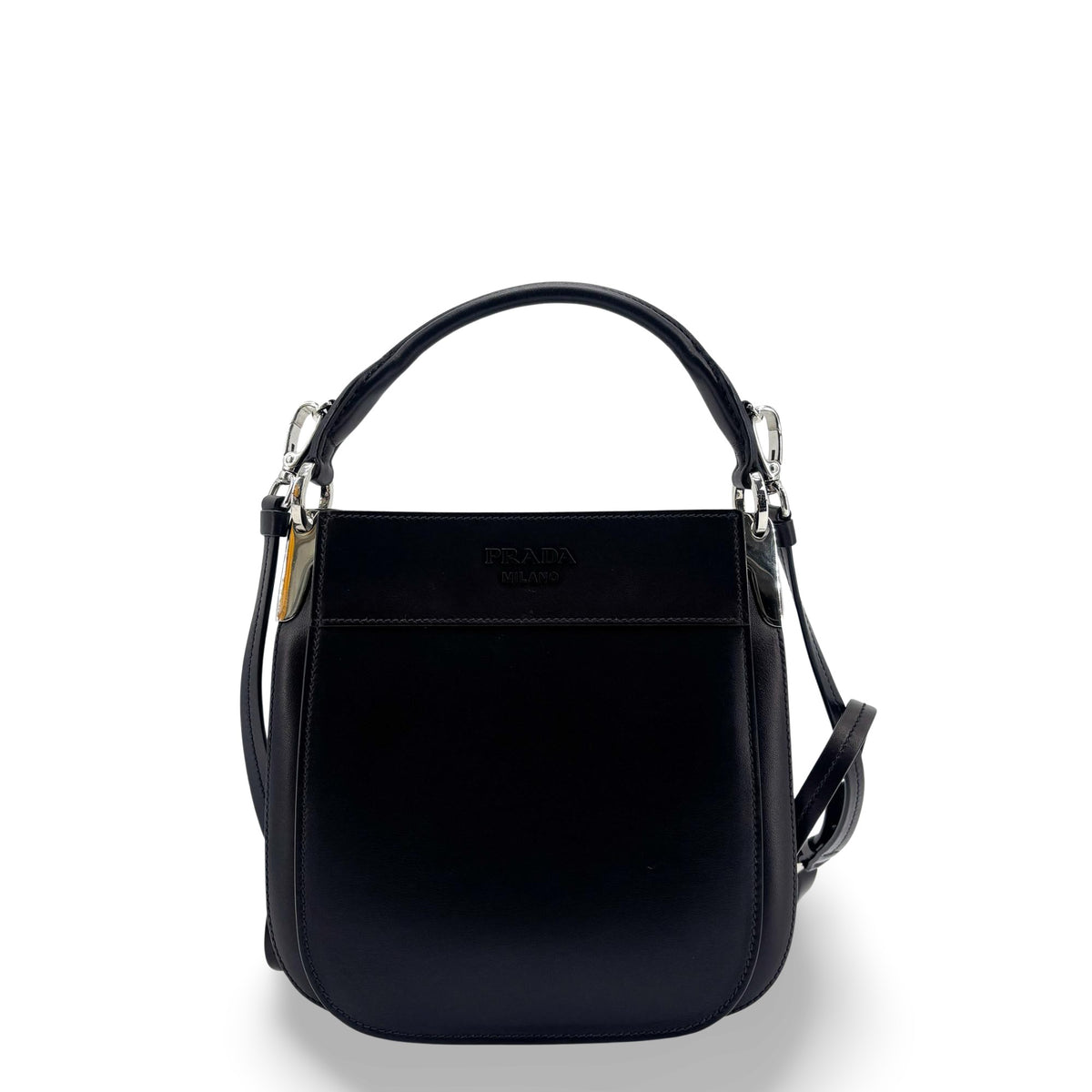 Prada Margit Calf Leather Black Calfskin Shoulder Bag Bag (Pre-Owned)