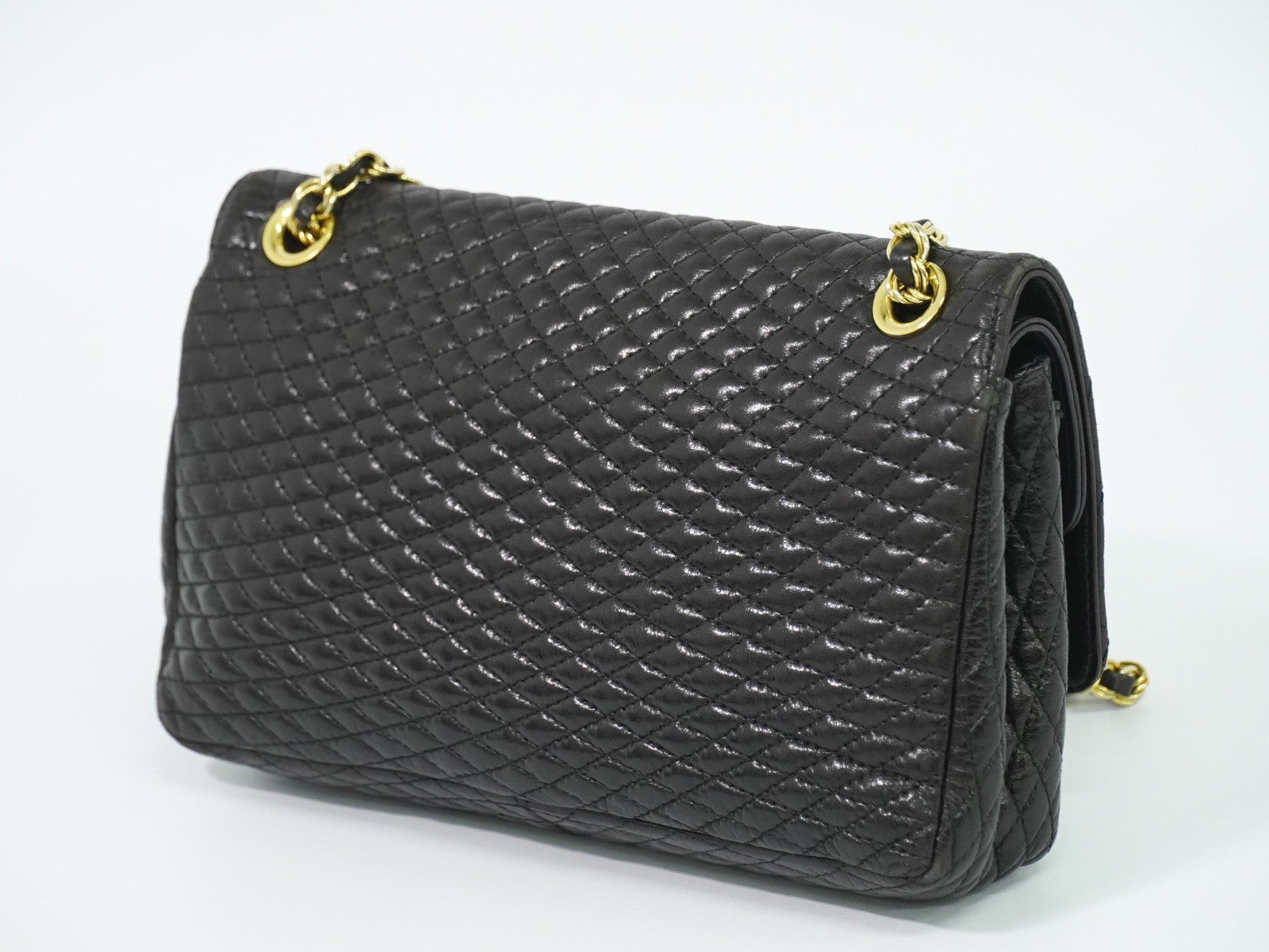 Bally Vintage Chain Quilted Leather Black Leather Shoulder Bag Bag (Pre-Owned)