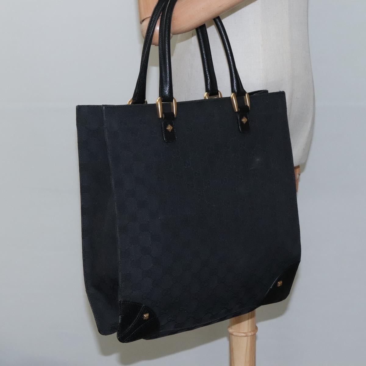 Gucci Nailhead Tote Gg Canvas And Leather Black Canvas Tote Bag Bag (Pre-Owned)