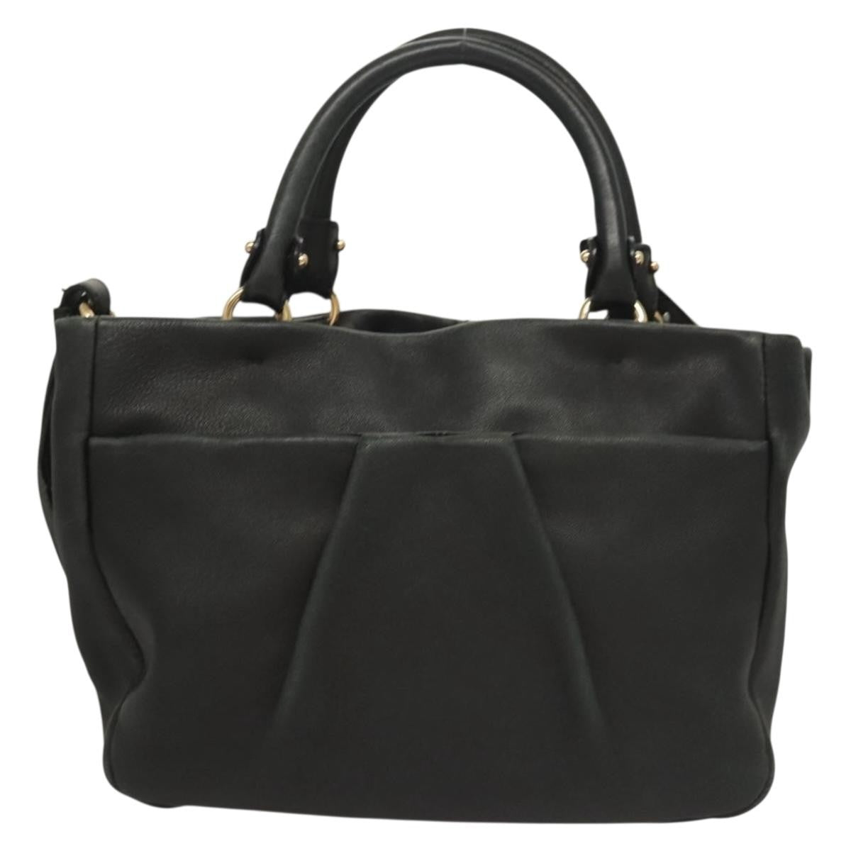 Salvatore Ferragamo Vala Leather Black Leather Handbag (Pre-Owned)