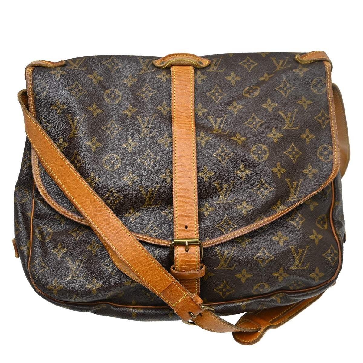 Louis Vuitton Saumur Monogram Canvas Brown Canvas Shoulder Bag Bag (Pre-Owned)