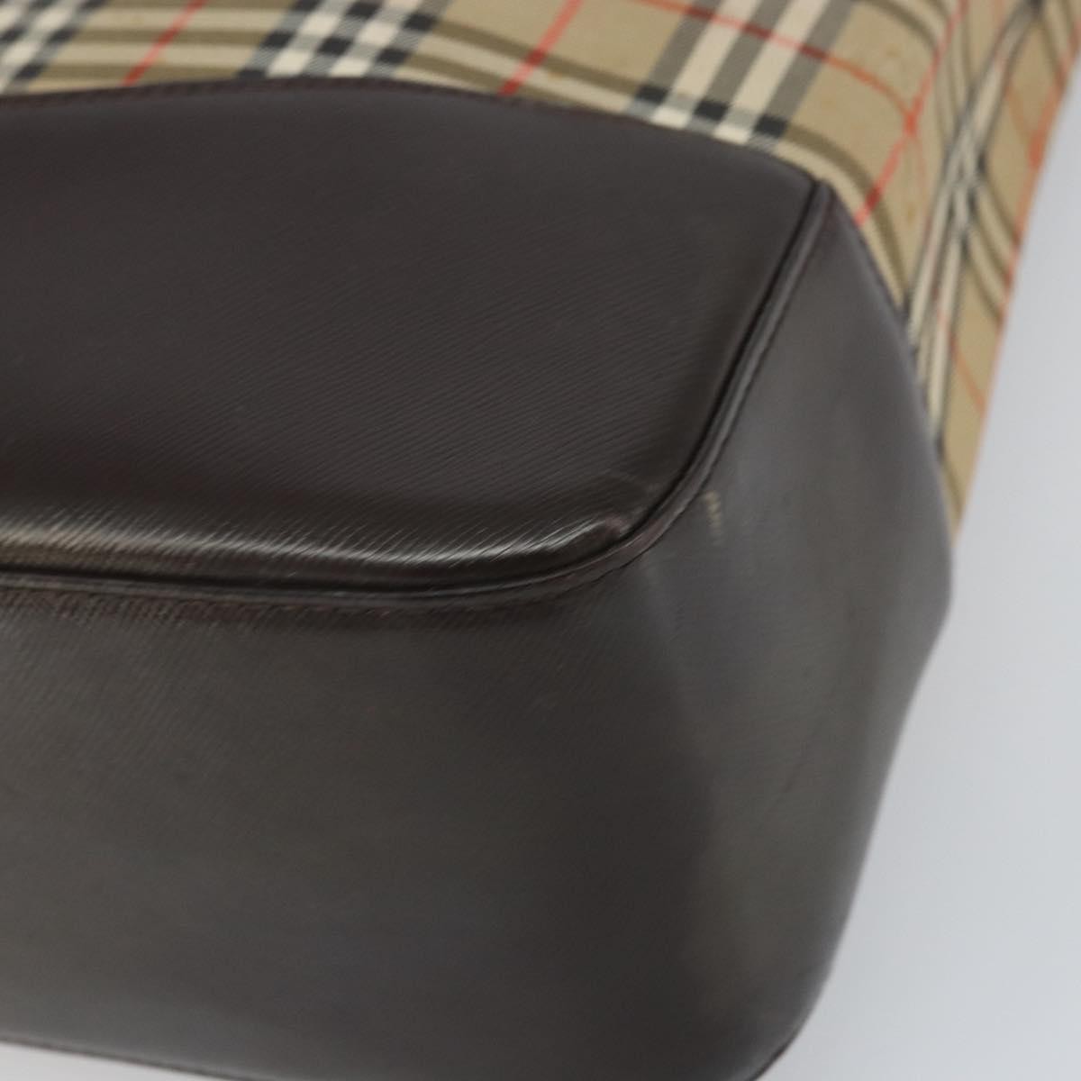 Burberry Nova Check Tote Canvas And Leather Beige Canvas Tote Bag Bag (Pre-Owned)