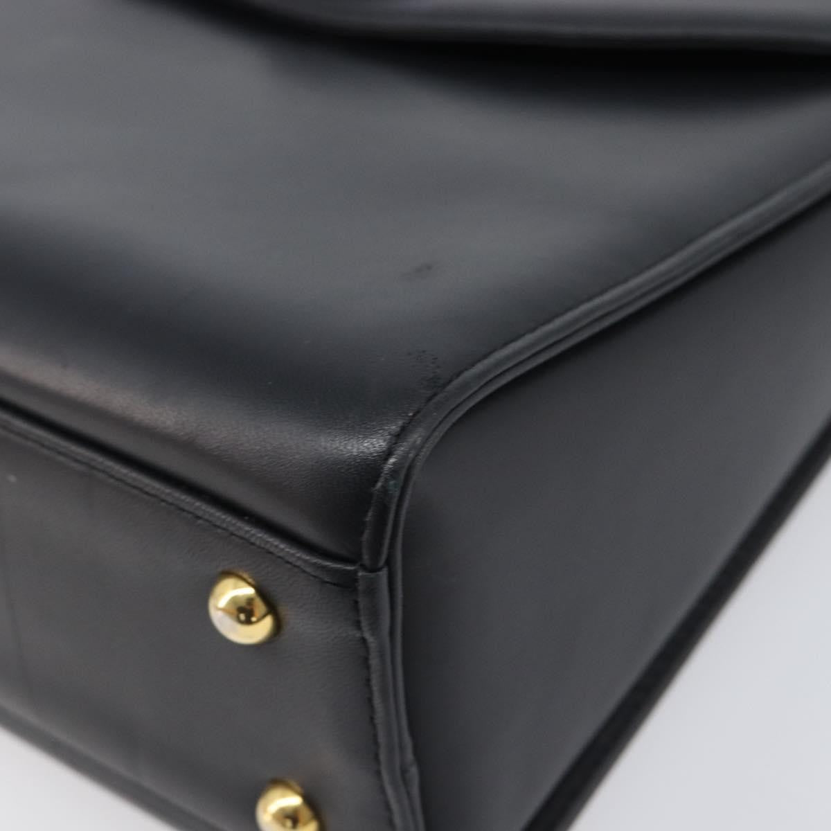 Valentino Garavani Top Handle Flap Leather Black Leather Handbag (Pre-Owned)