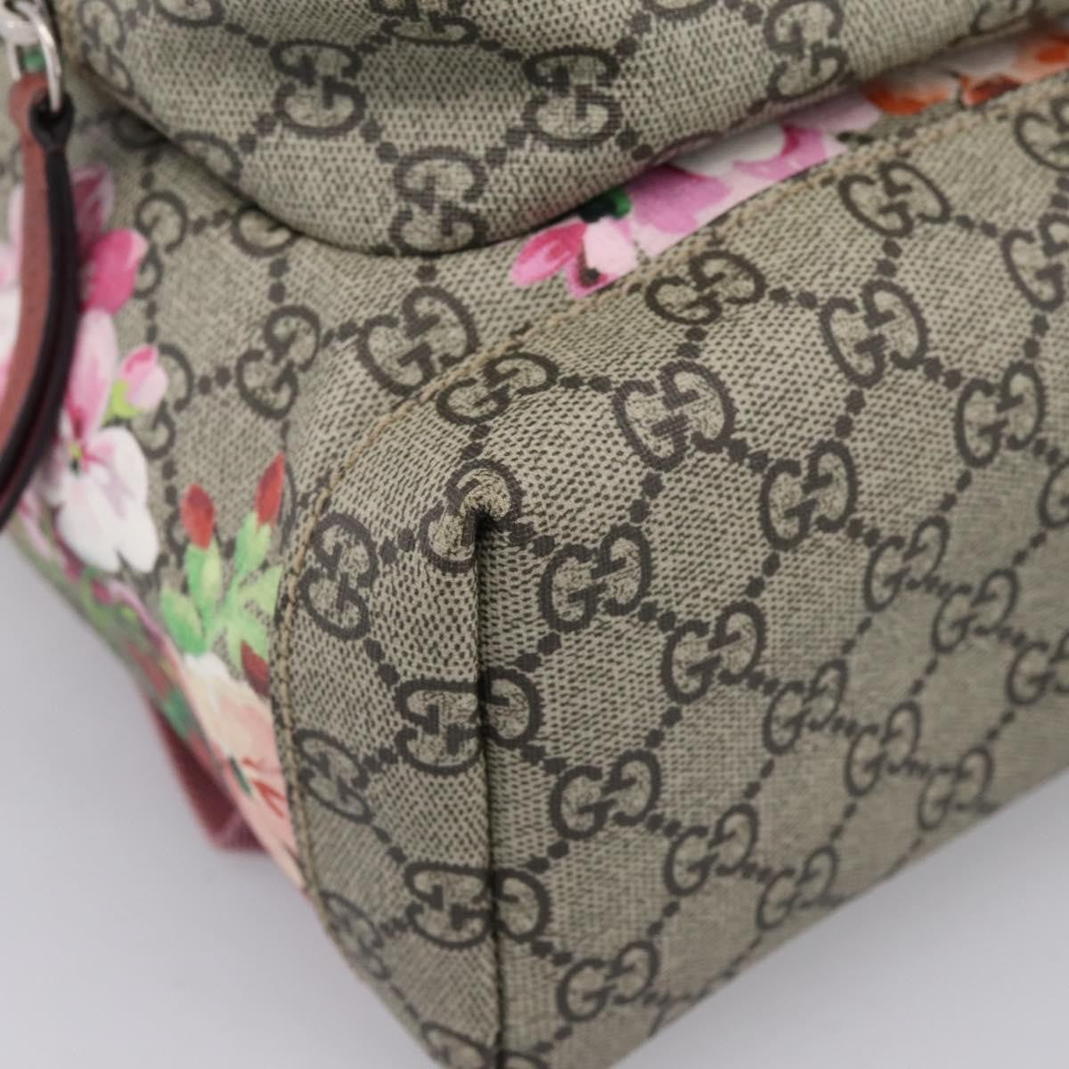 Gucci Buckle Blooms Print Gg Coated Canvas Beige Canvas Backpack Bag (Pre-Owned)