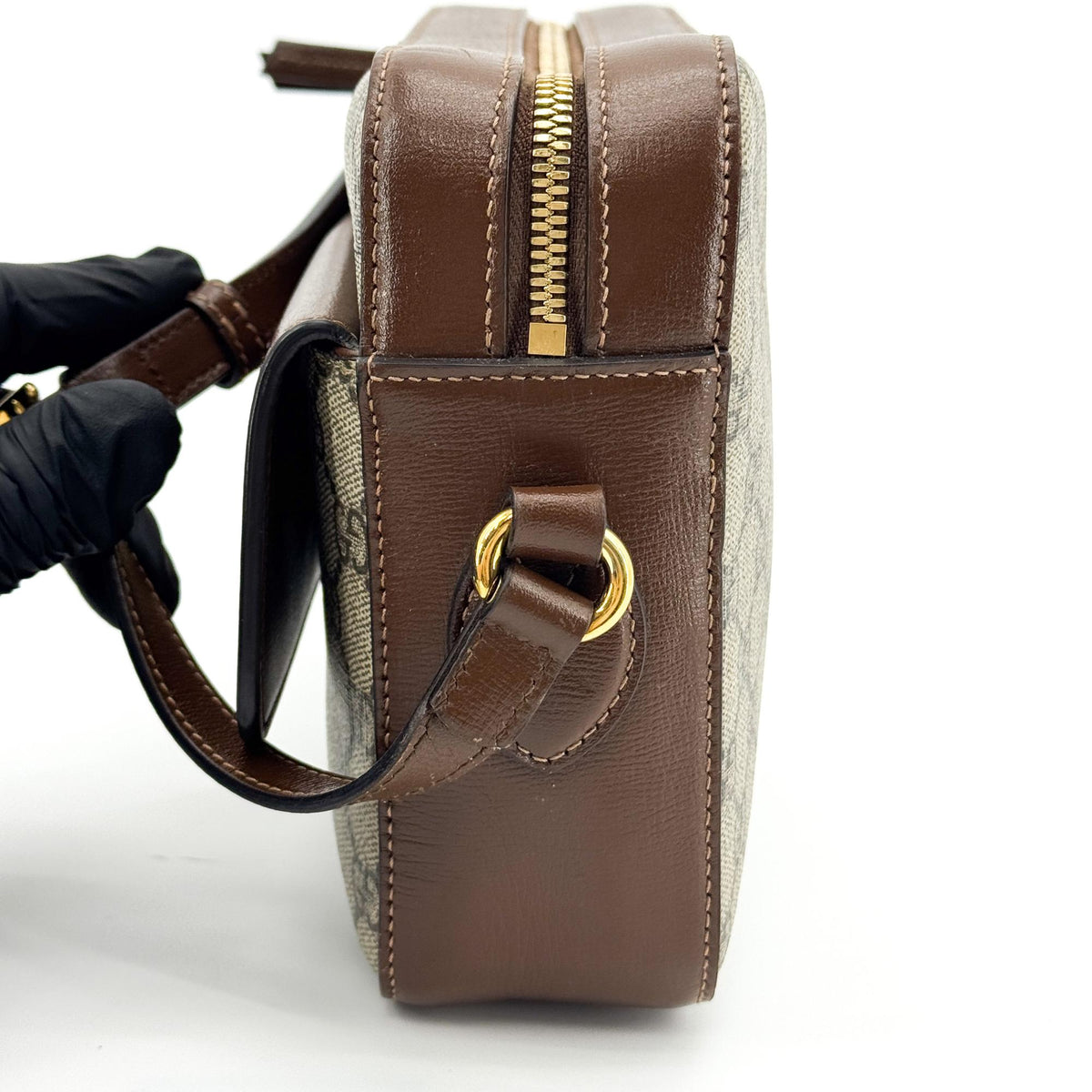 Gucci Horsebit 1955 Camera Gg Coated Canvas With Leather Beige Canvas Handbag (Pre-Owned)