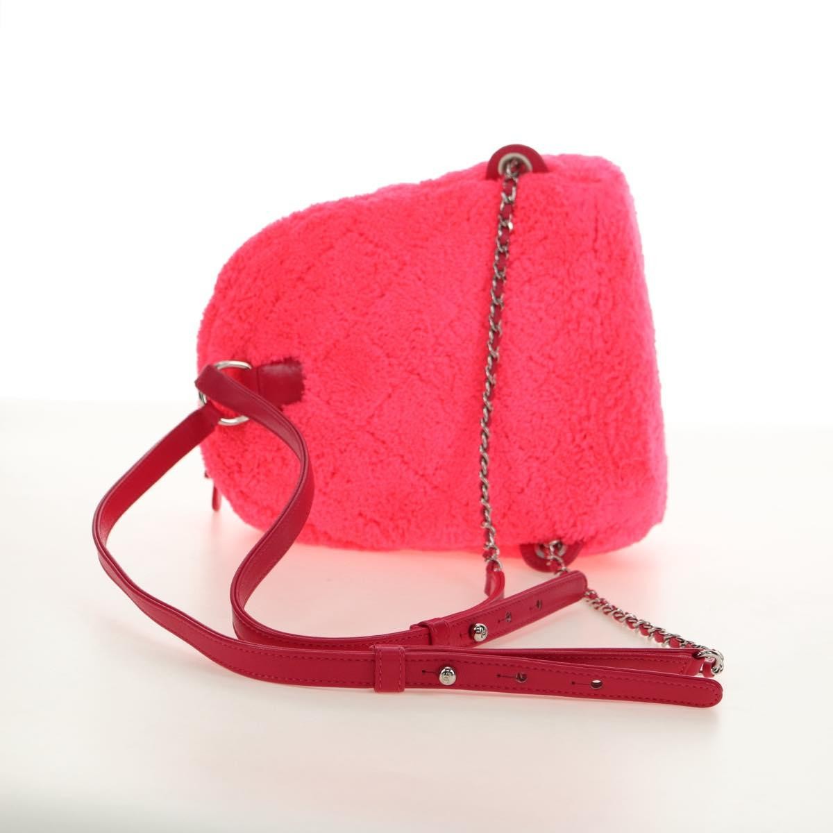 Chanel Coco Beach Quilted Terry Cloth Pink Faux_Fur Backpack Bag (Pre-Owned)