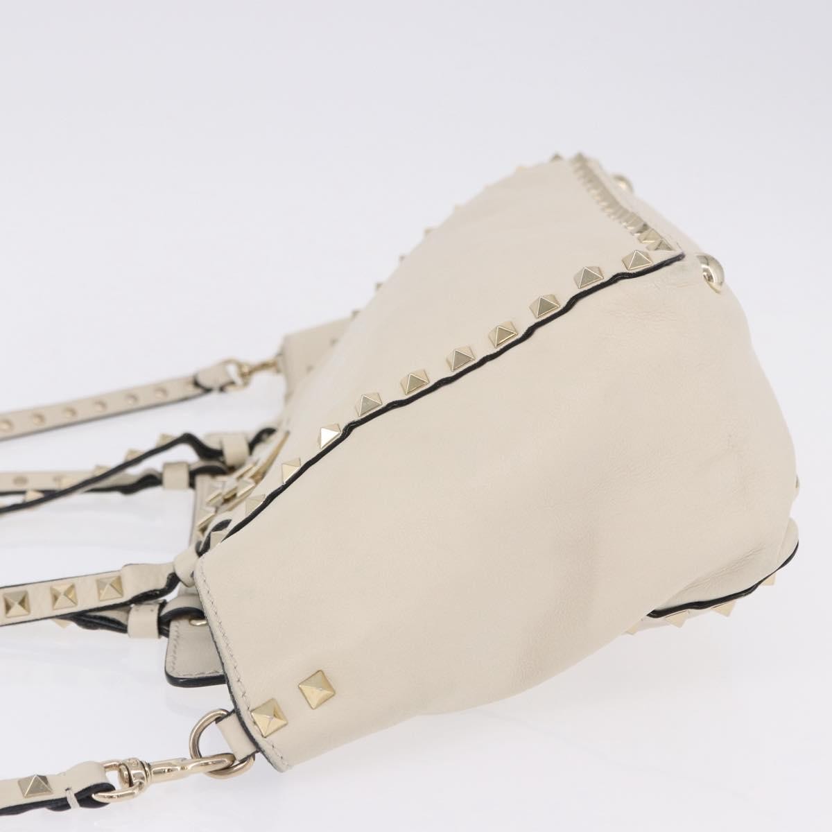 Valentino Garavani Rockstud Tote Soft Leather White Leather Tote Bag Bag (Pre-Owned)