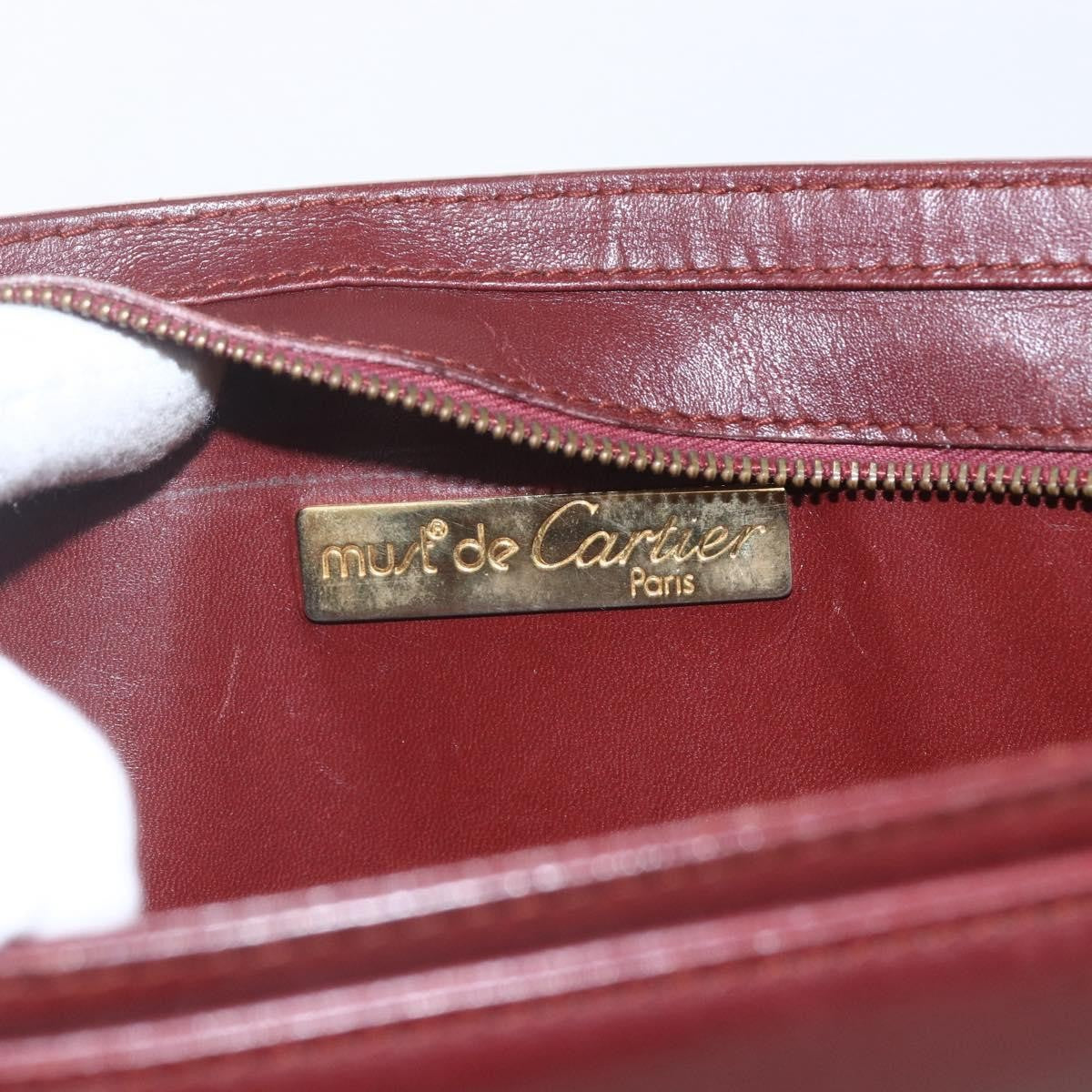 Cartier Must De Cartier Clutch Leather Burgundy Leather Clutche & Pouche Bag (Pre-Owned)