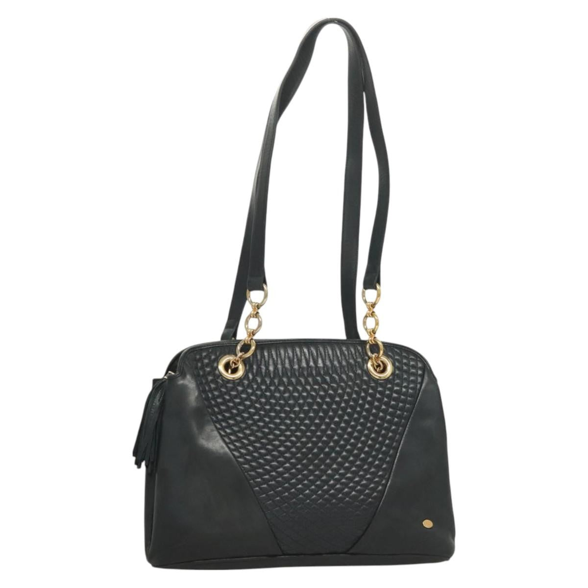 Bally Vintage Quilted Leather Black Leather Handbag (Pre-Owned)