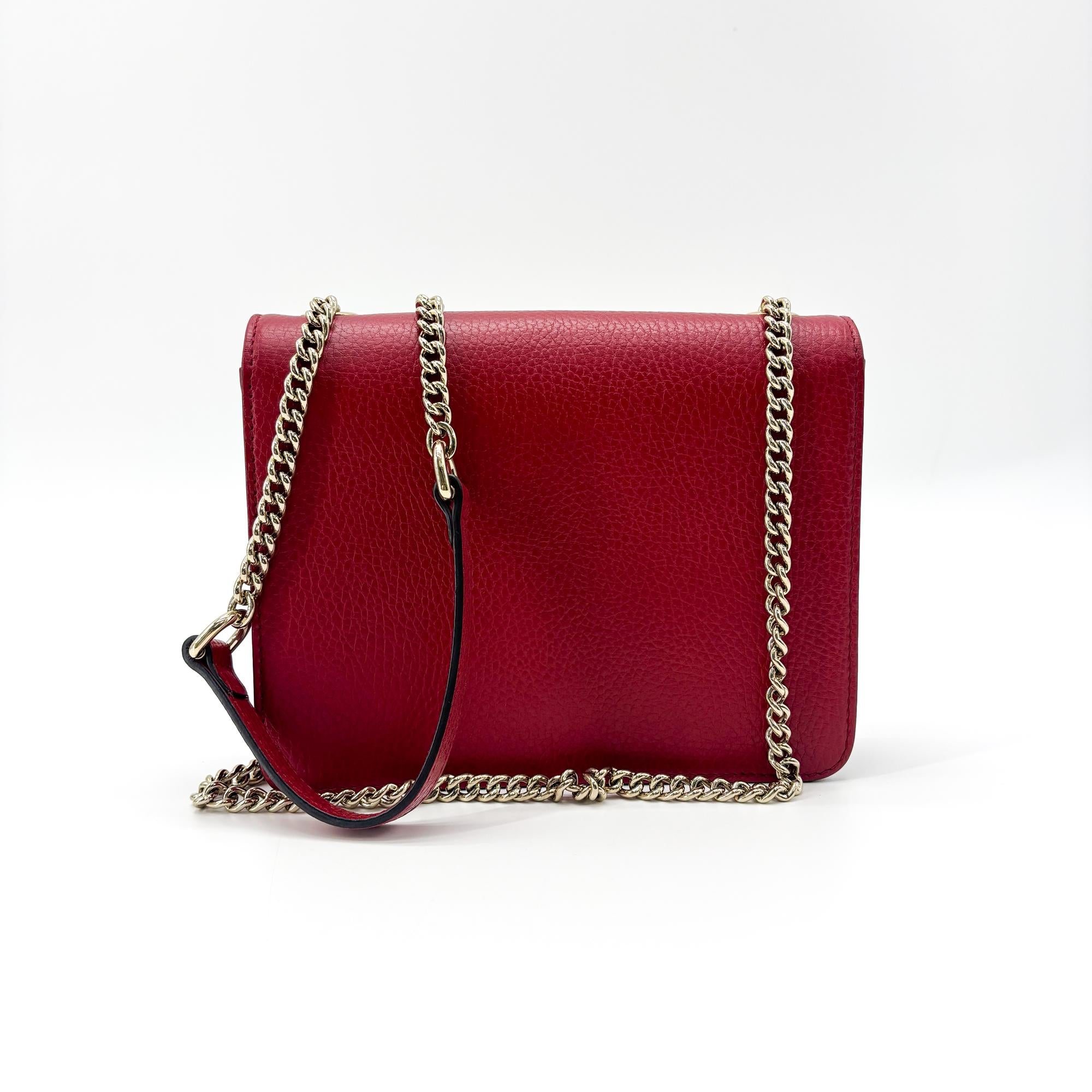 Gucci Interlocking Leather Red Leather Shoulder Bag Bag (Pre-Owned)