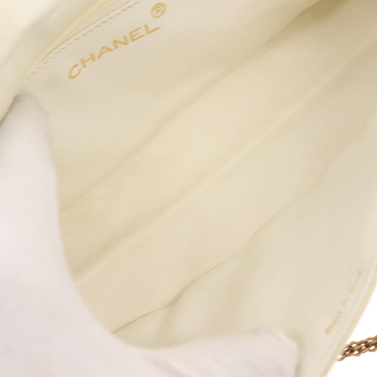 Chanel Full Flap Wallet On Chain Quilted Lambskin White Leather Clutche & Pouche Bag (Pre-Owned)
