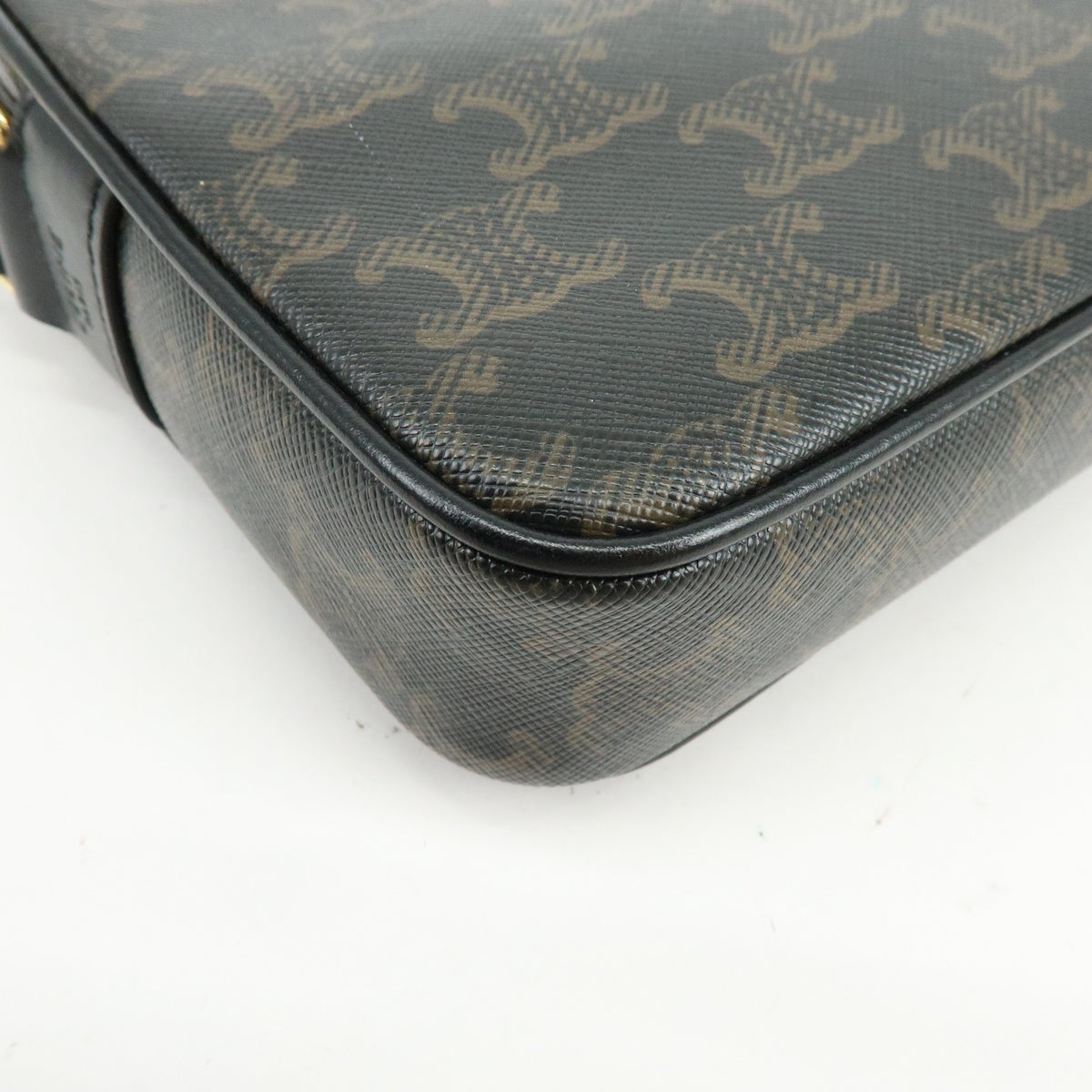 Celine Logo Messenger Triomphe Coated Canvas Brown Canvas Handbag (Pre-Owned)