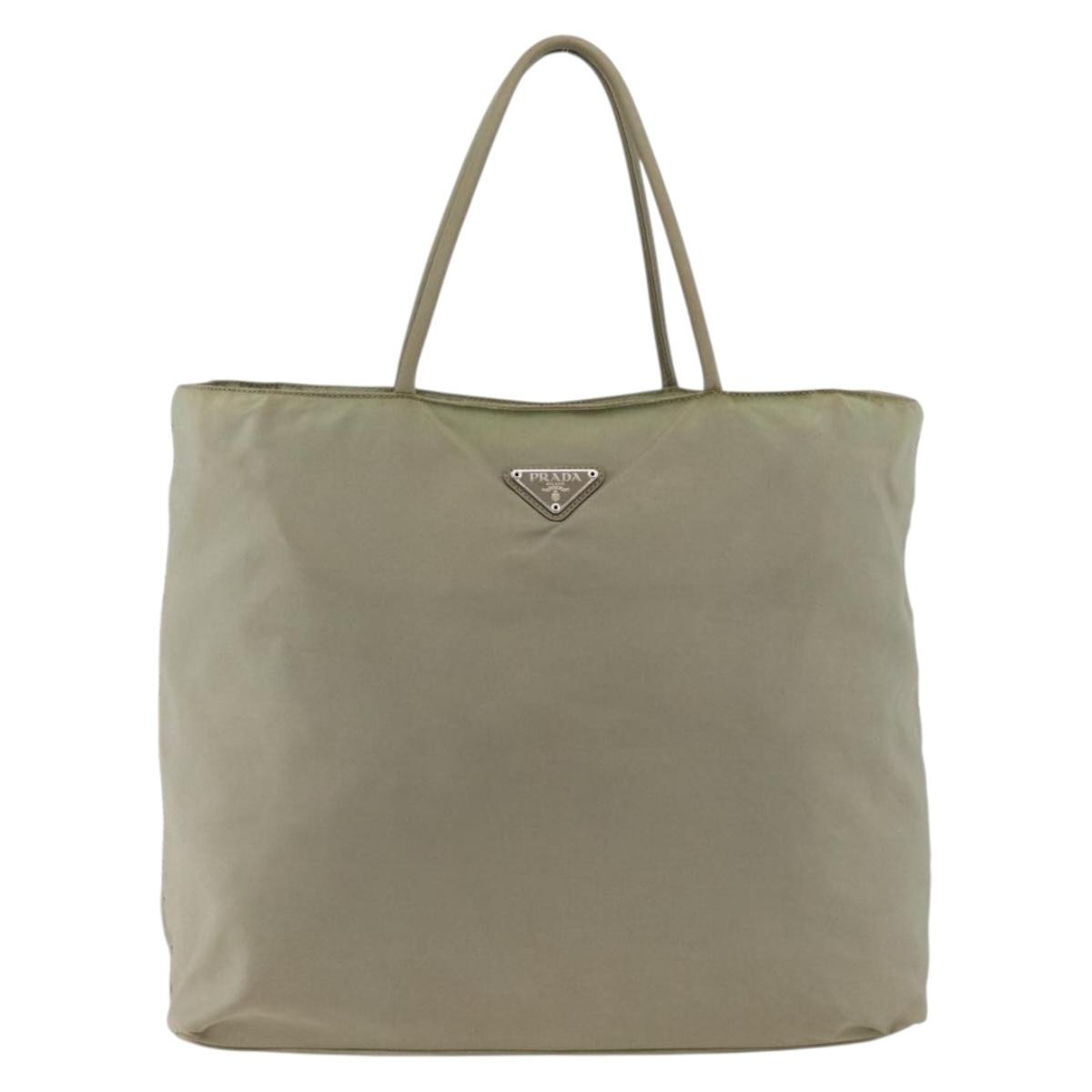 Prada Vintage Tote Tessuto Beige Nylon Tote Bag Bag (Pre-Owned)