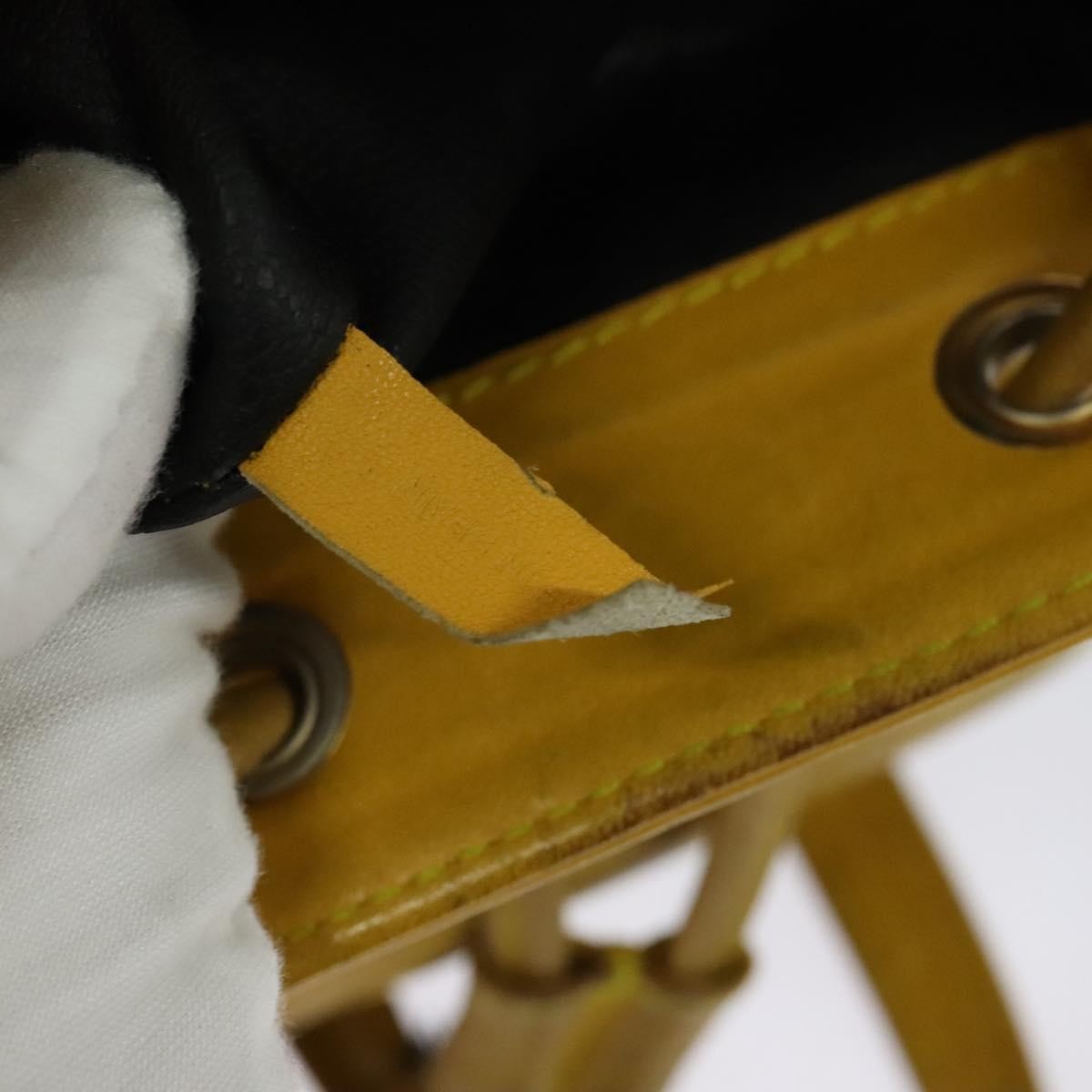 Christian Dior Vintage Flap Leather Yellow Leather Backpack Bag (Pre-Owned)
