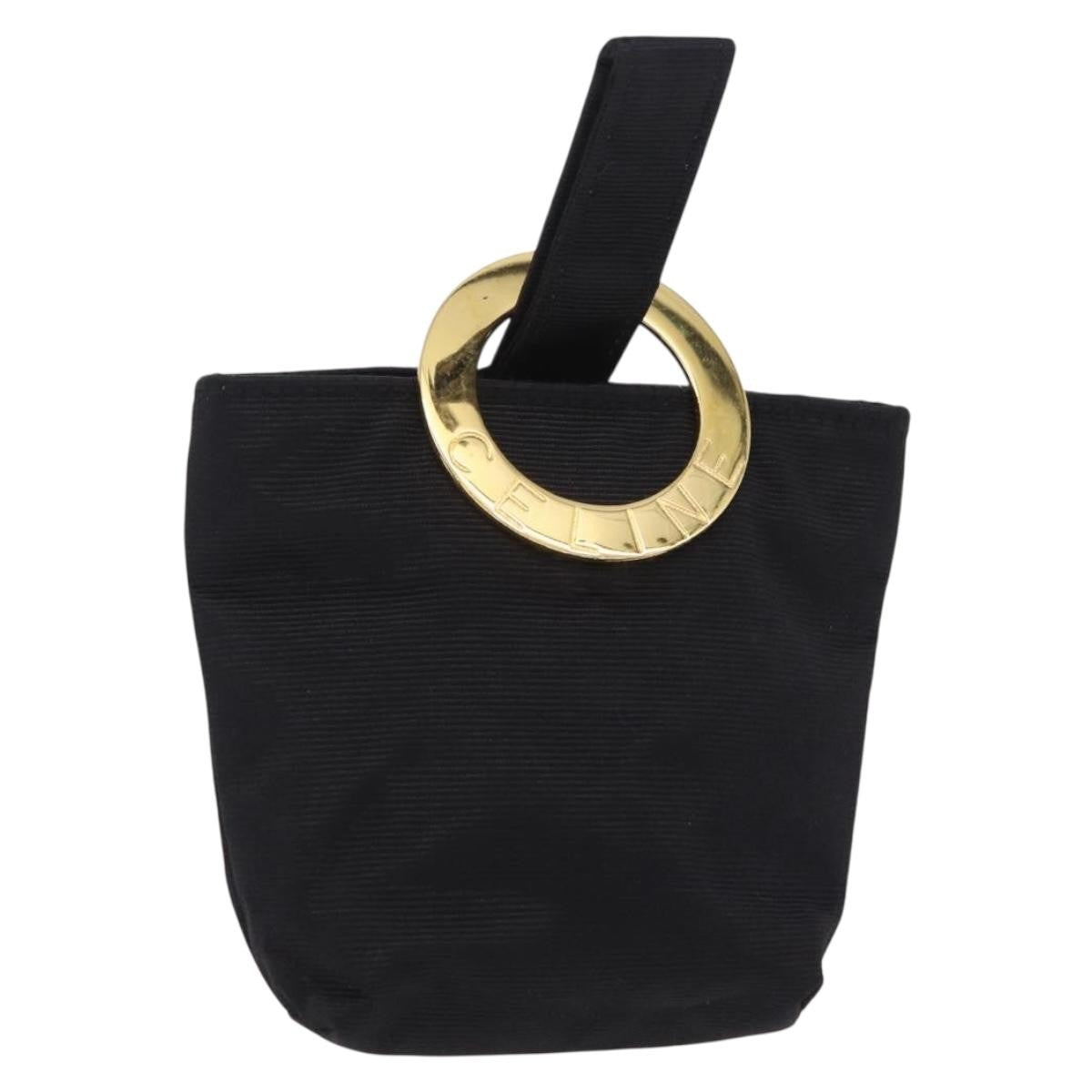 Celine Circle Logo Pouch Canvas Black Canvas Clutche & Pouche Bag (Pre-Owned)