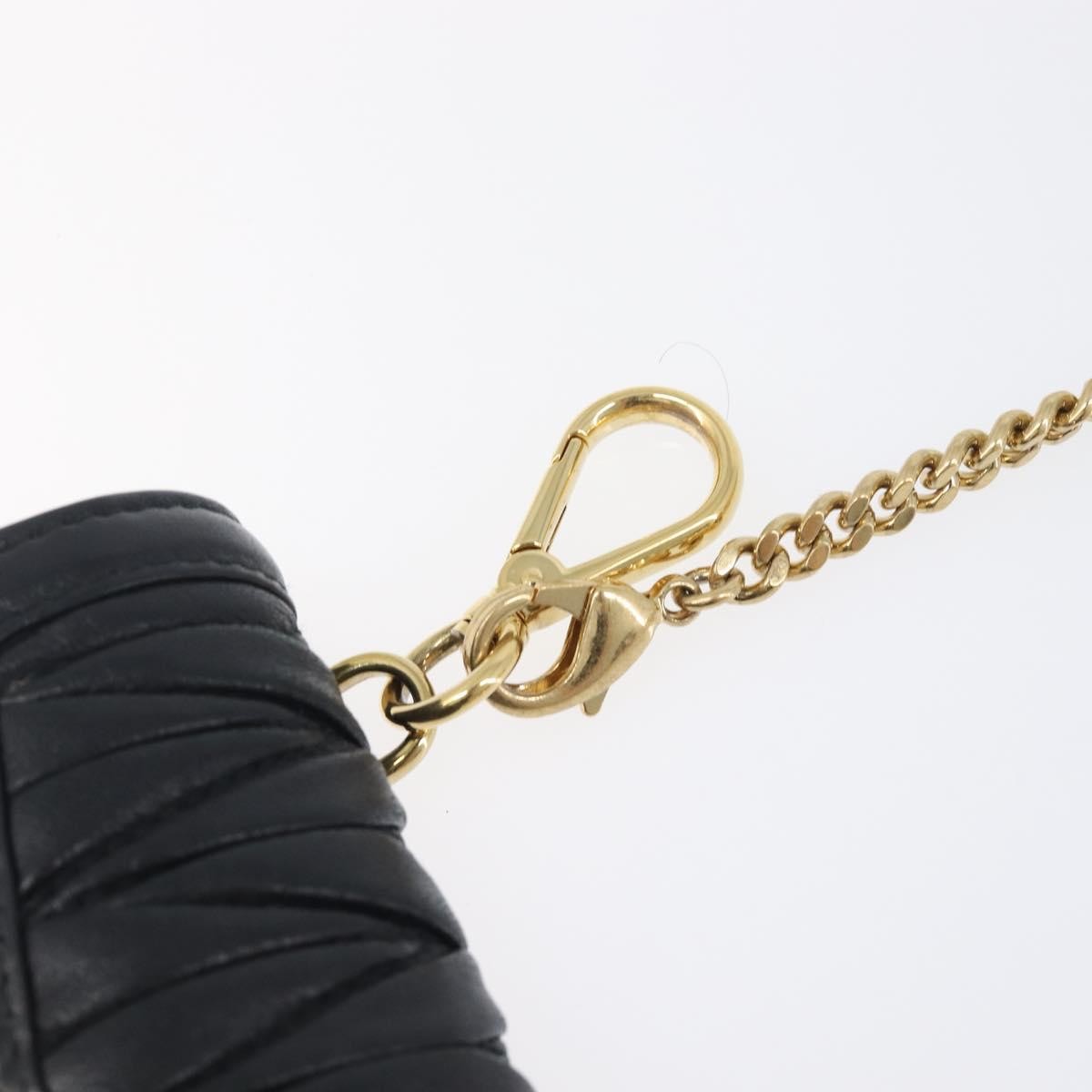 Miu Miu Biker Chain Matelasse Leather Black Leather Shoulder Bag Bag (Pre-Owned)