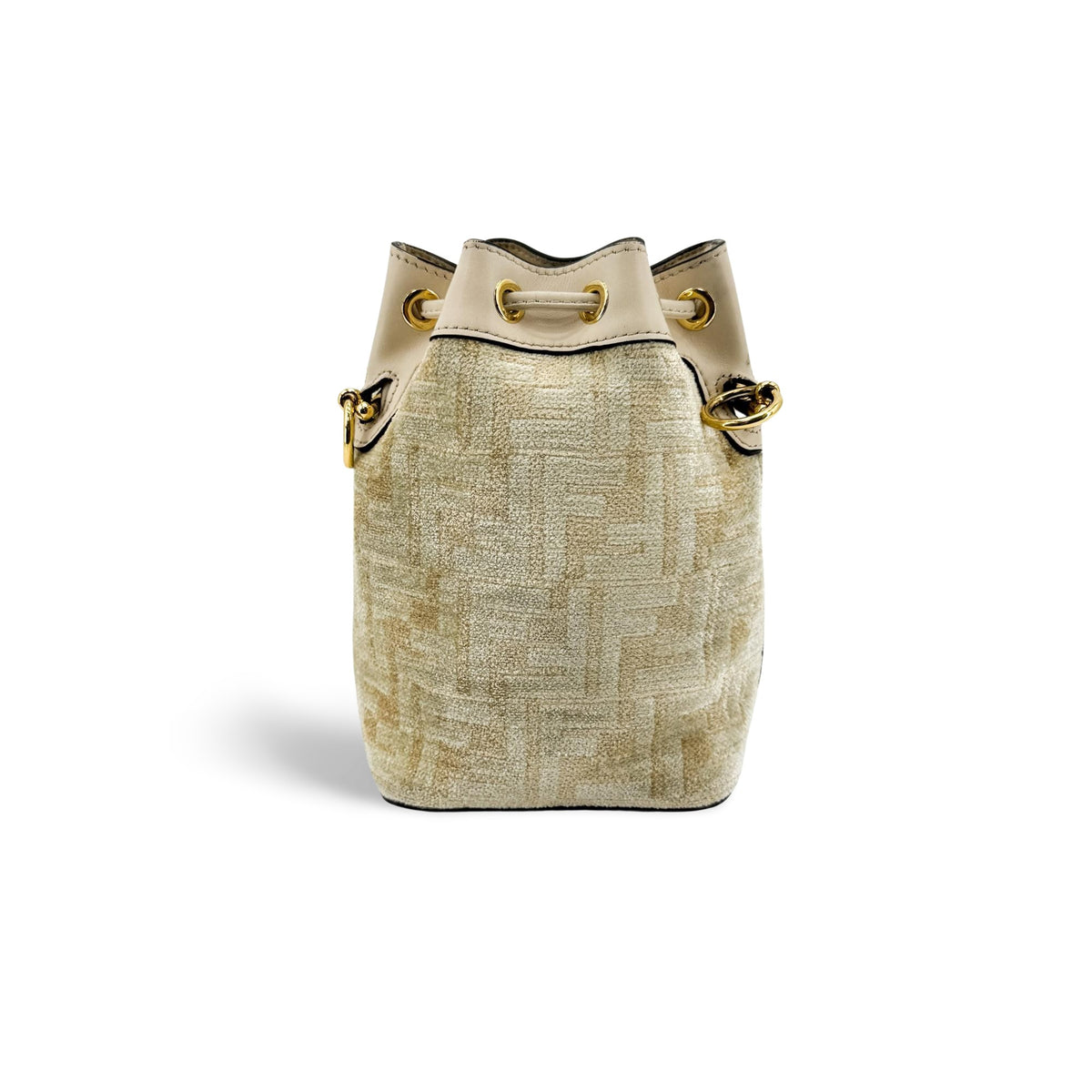 Fendi Mon Tresor Bucket Zucca Velvet Jacquard Beige Velvet Handbag (Pre-Owned)