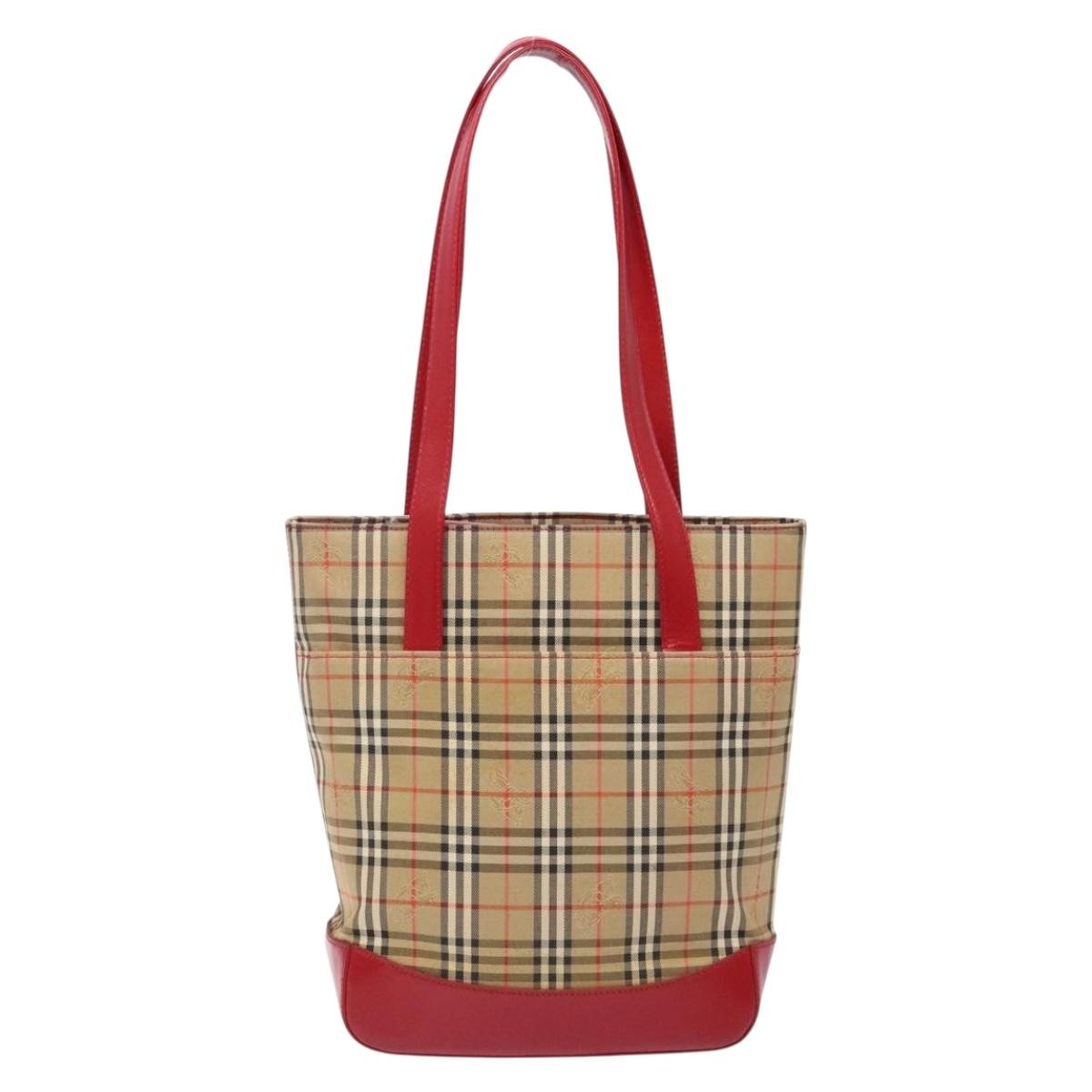 Burberry Nova Check Tote Canvas Check Pattern Beige Canvas Tote Bag Bag (Pre-Owned)