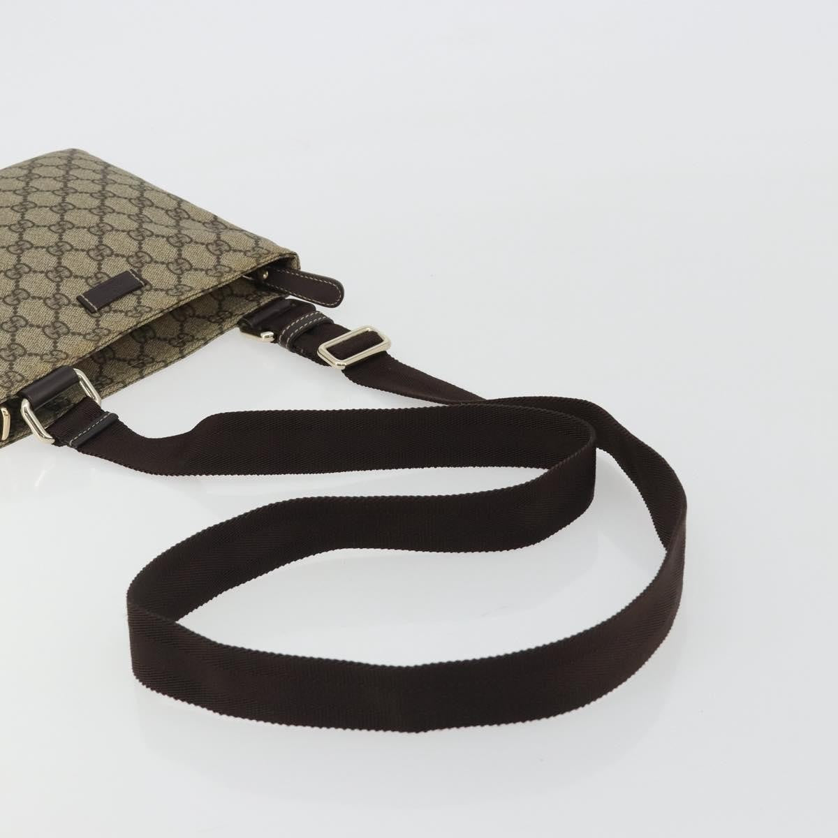 Gucci Zip Top Messenger Gg Canvas With Leather Beige Canvas Crossbody Bag Bag (Pre-Owned)