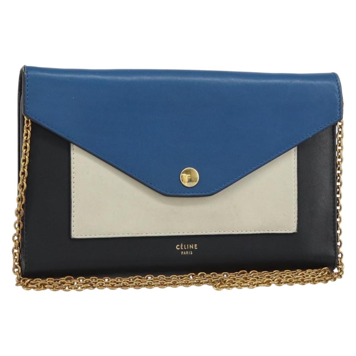 Celine Pocket Envelope Wallet On Chain Leather Multicolour Leather Clutche & Pouche Bag (Pre-Owned)
