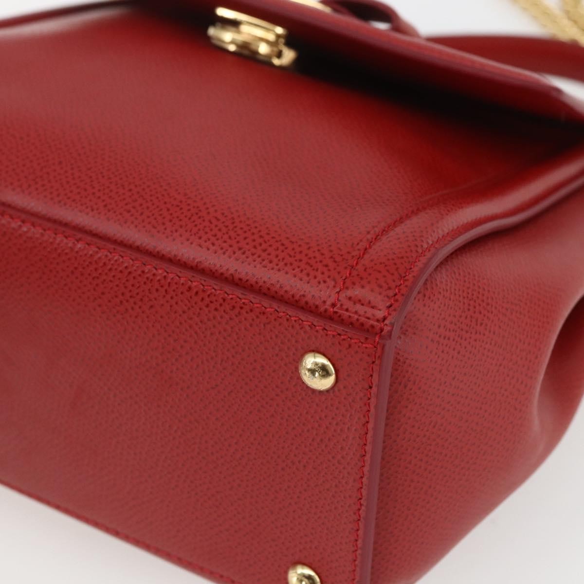 Salvatore Ferragamo Carrie Vara Saffiano Leather Red Leather Shoulder Bag Bag (Pre-Owned)