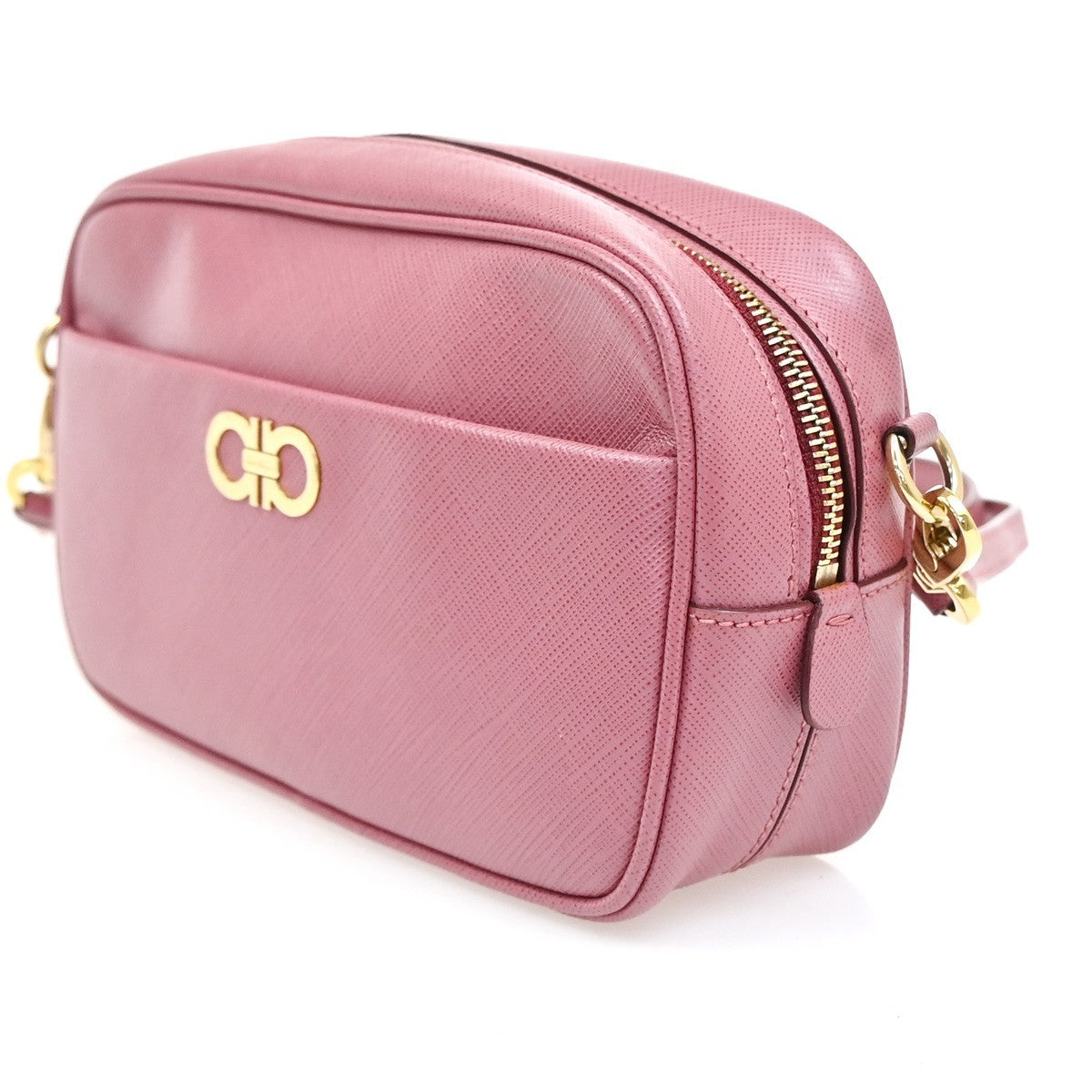 Salvatore Ferragamo Gancini Leather Pink Leather Shoulder Bag Bag (Pre-Owned)