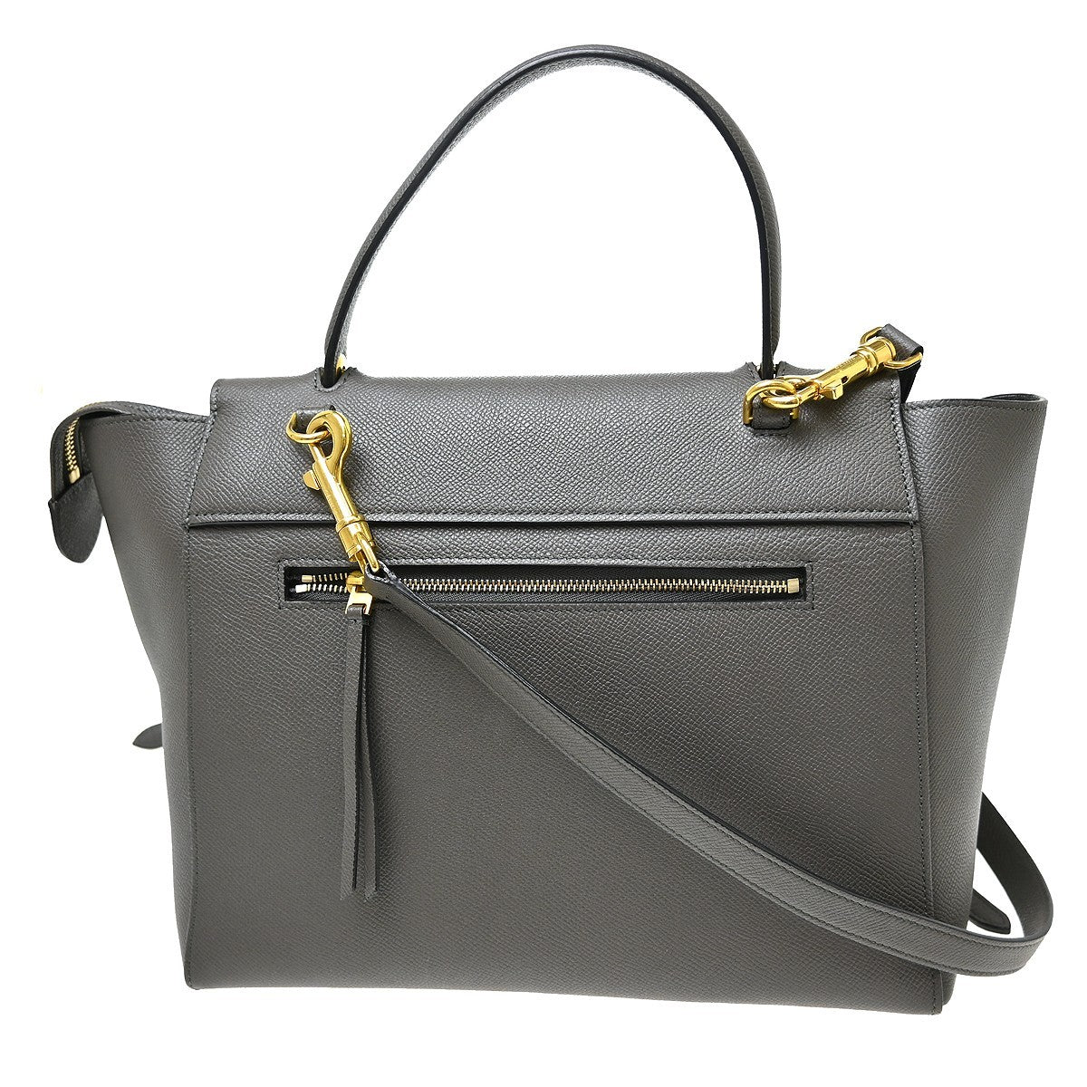 Celine Belt Leather Gray Leather Handbag (Pre-Owned)
