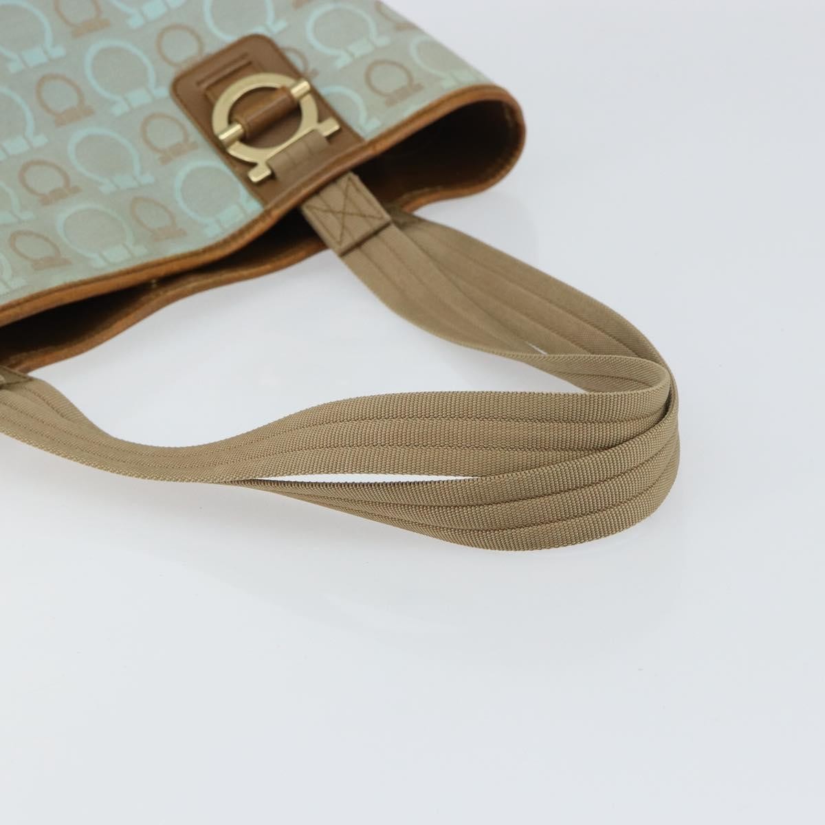 Salvatore Ferragamo Gancini Tote Gancini Canvas Blue Canvas Tote Bag Bag (Pre-Owned)