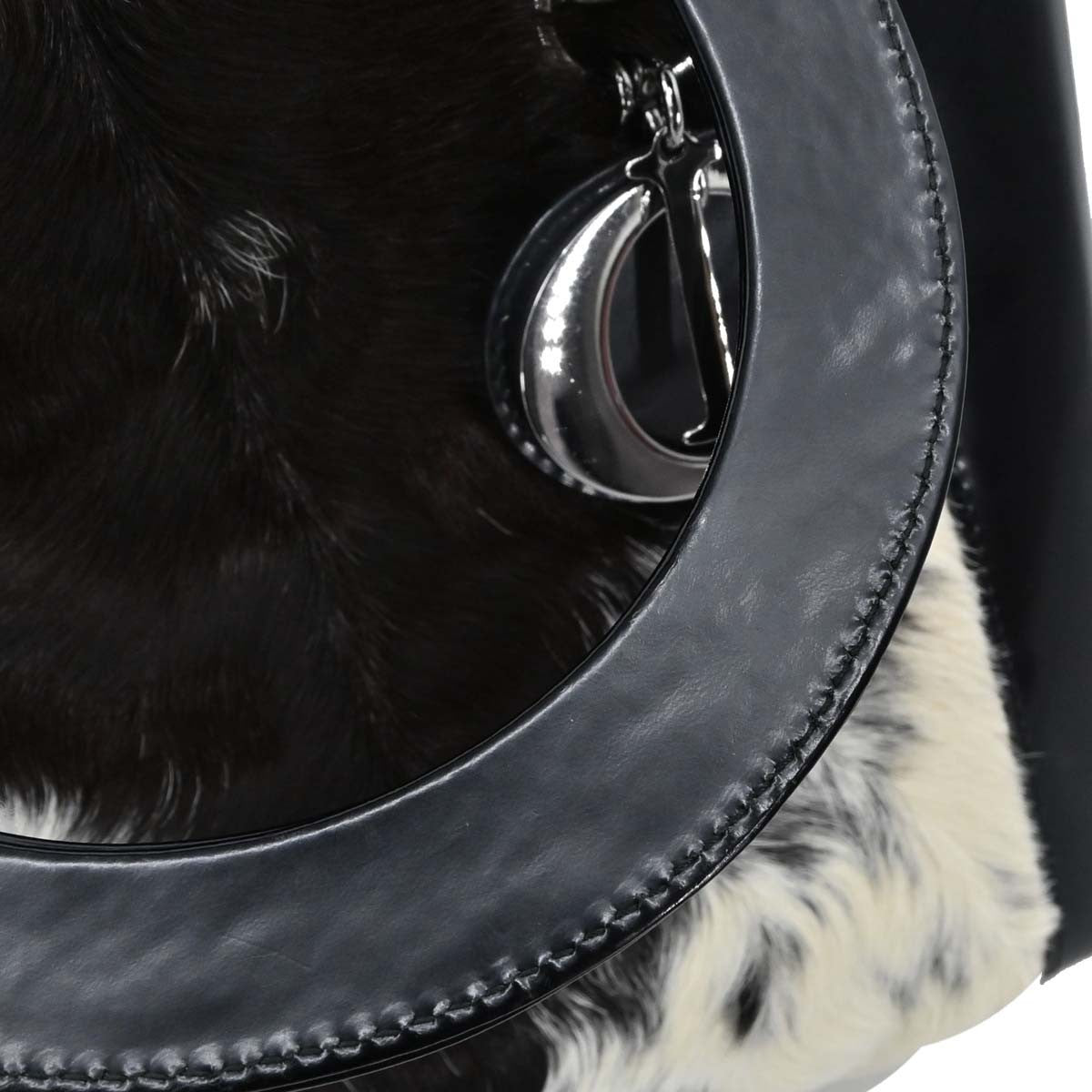 Christian Dior Lady Dior Soft Zip Cannage Stitch Leather Black Pony_Style_Calfskin Tote Bag Bag (Pre-Owned)