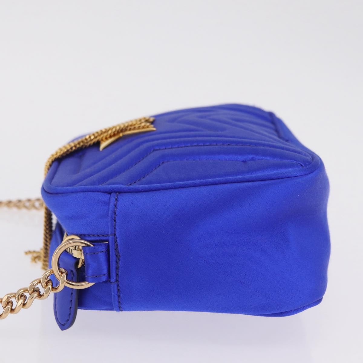 Stella Mccartney Stella Star Camera Quilted Satin Blue Satin Handbag (Pre-Owned)