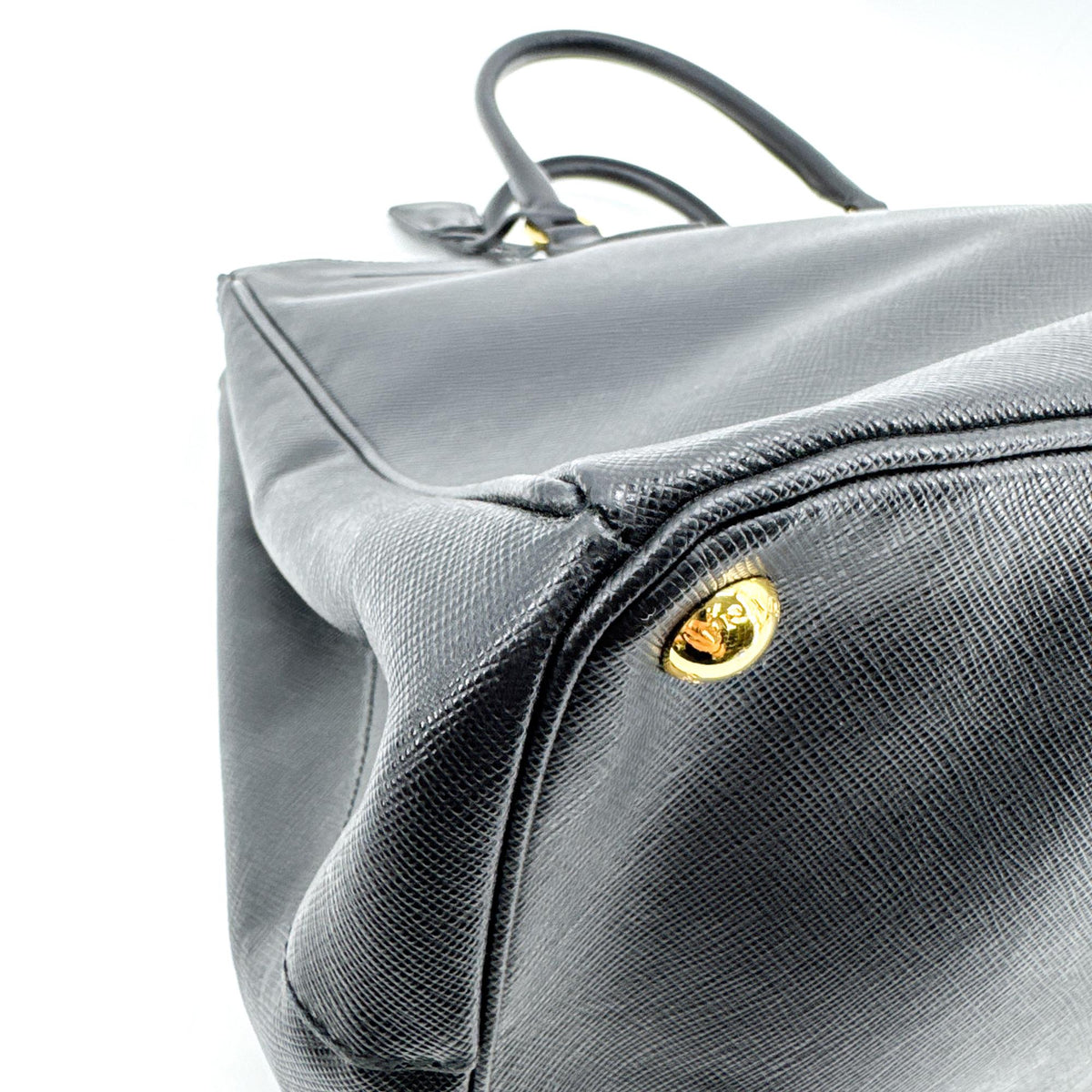 Prada Galliera Saffiano Leather Black Leather Handbag (Pre-Owned)
