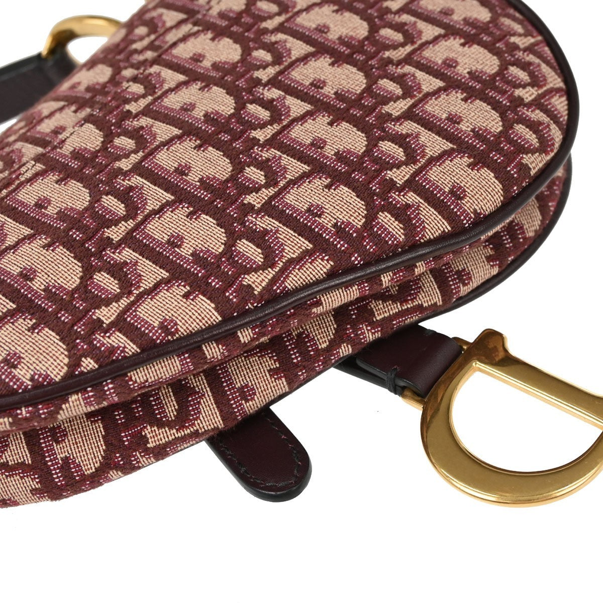 Christian Dior Saddle Logo Embroidered Canvas Burgundy Canvas Handbag (Pre-Owned)
