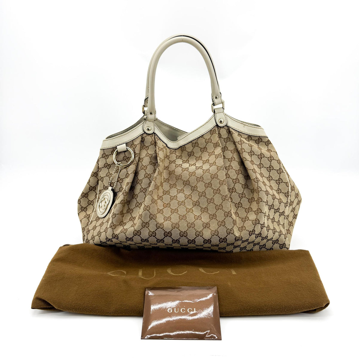 Gucci Sukey Tote Gg Canvas And Leather Brown Canvas Tote Bag Bag (Pre-Owned)