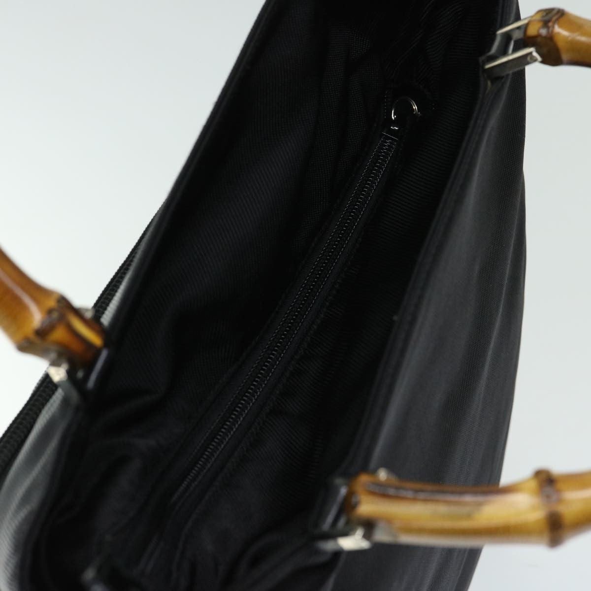 Gucci Vintage Bamboo Handle Nylon Black Nylon Tote Bag Bag (Pre-Owned)