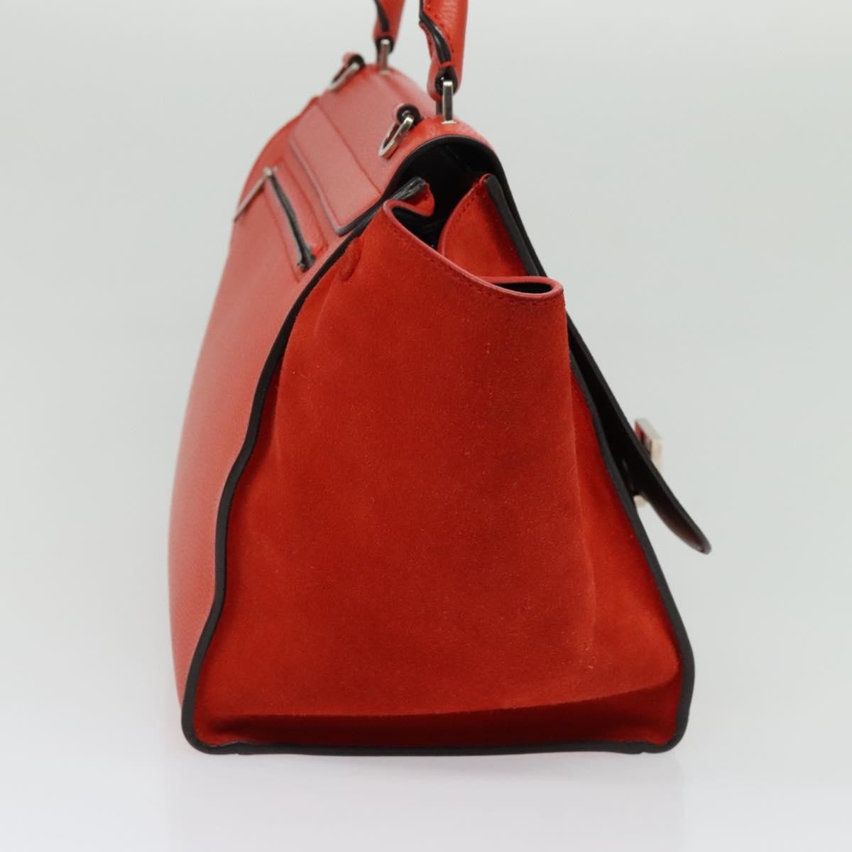 Celine Trapeze Leather With Suede Red Leather Handbag (Pre-Owned)