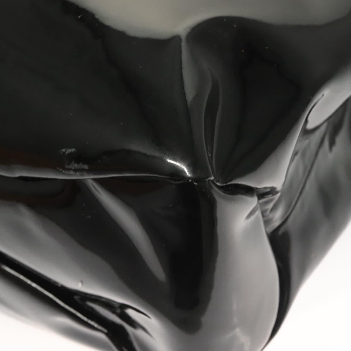 Salvatore Ferragamo Vala Patent Leather Black Patent_Leather Handbag (Pre-Owned)