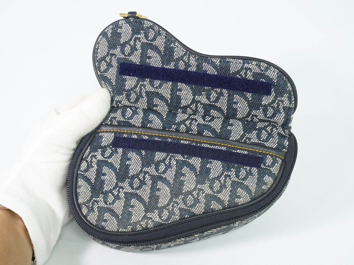 Christian Dior Saddle Zip Diorissimo Canvas Navy Canvas Clutche & Pouche Bag (Pre-Owned)