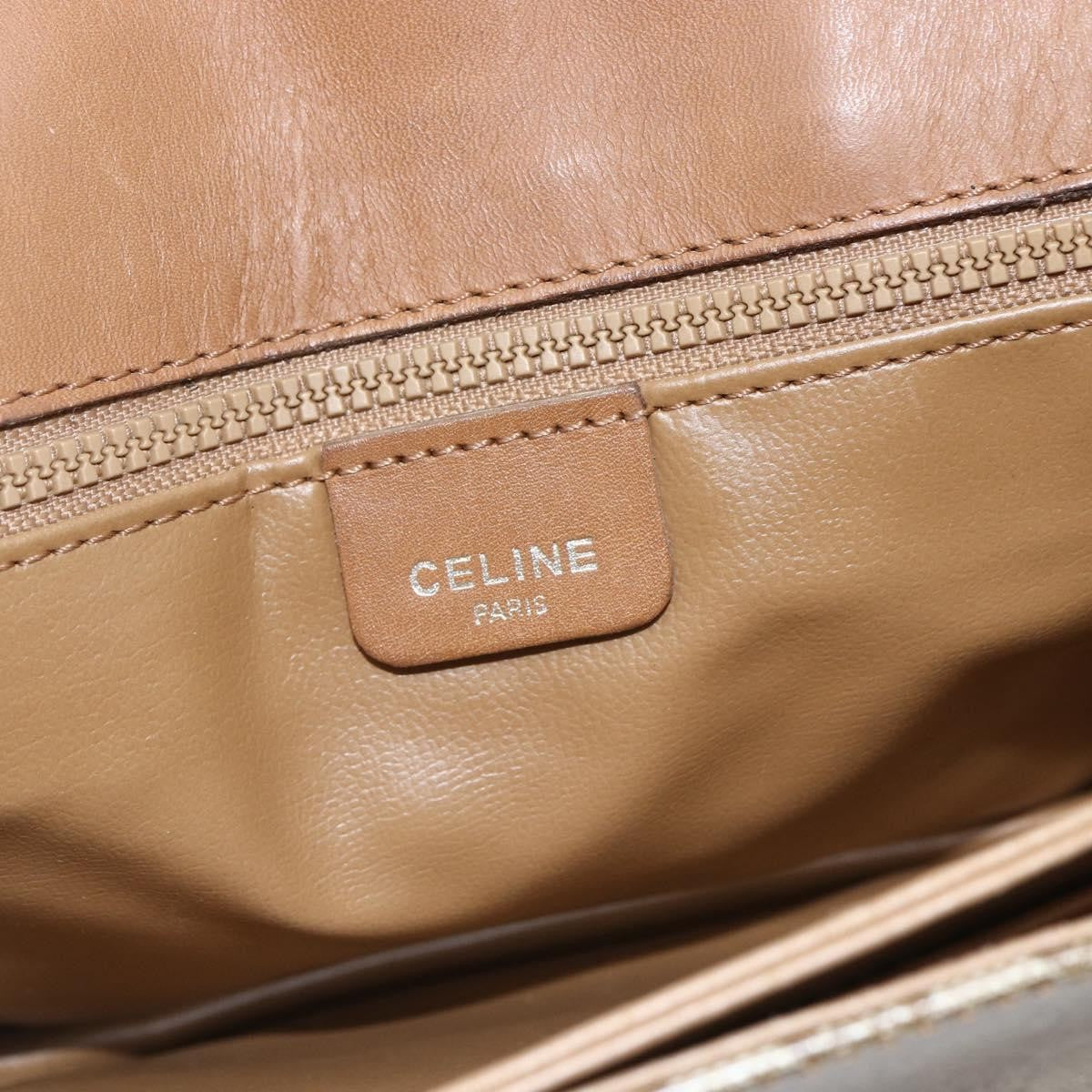 Celine Vintage Macadam Canvas And Leather Beige Canvas Shoulder Bag Bag (Pre-Owned)