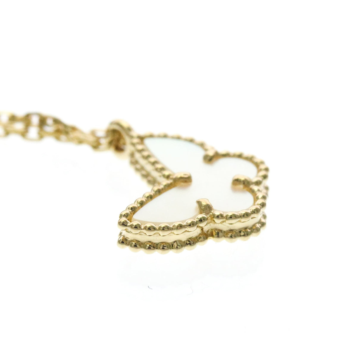 Van Cleef & Arpels Sweet Alhambra Butterfly Pendant 18K White Gold With Turquoise Gold Yellow_Gold Necklace Jewelry (Pre-Owned)