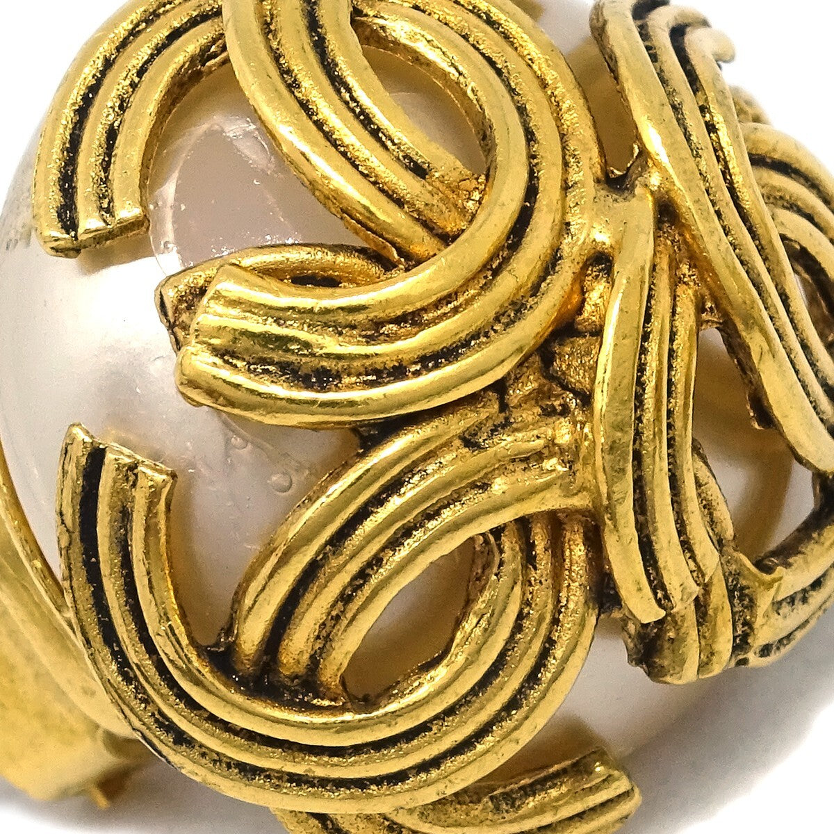 Chanel Vintage Triple Cc Metal Gold Gold_Plated Earrings Jewelry (Pre-Owned)