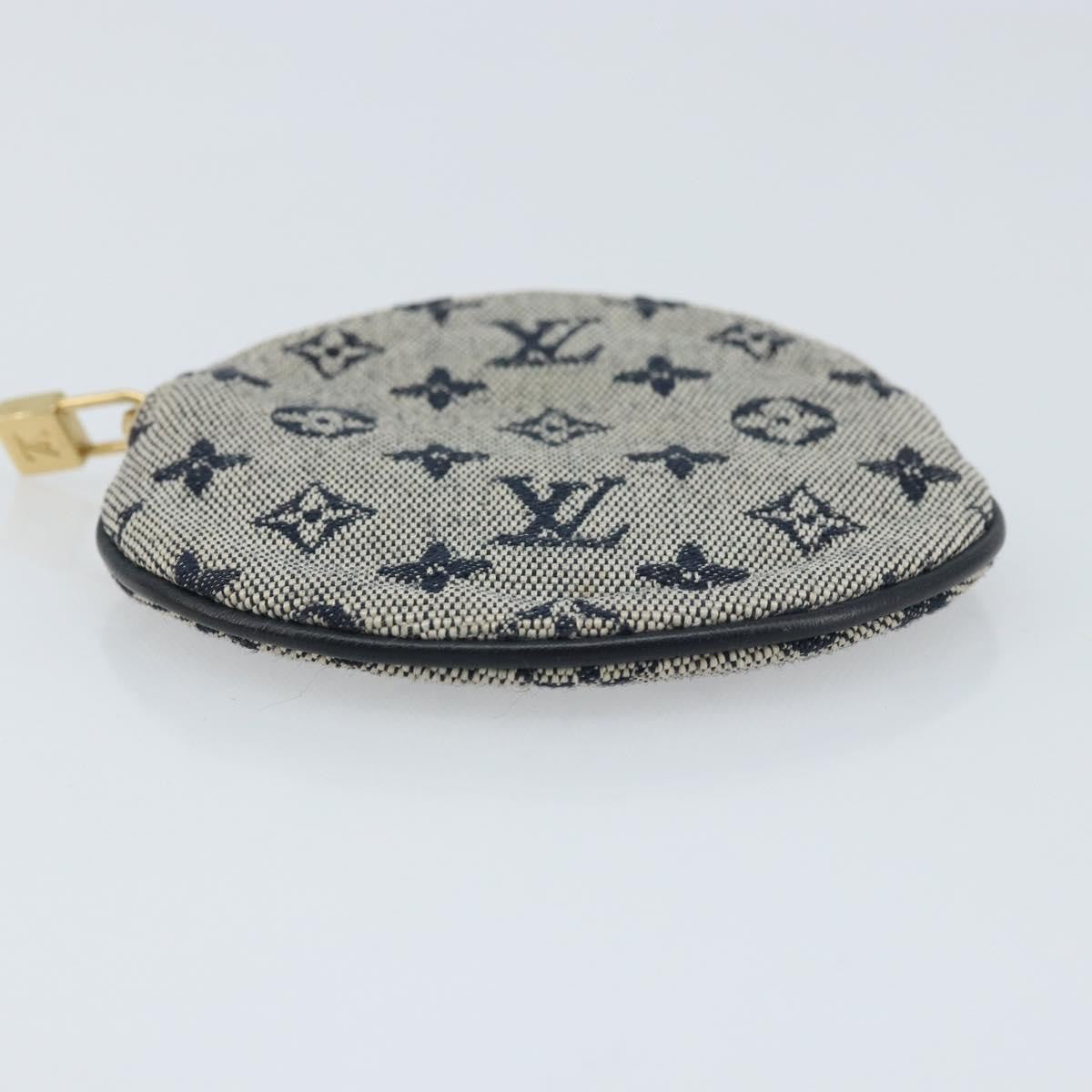 Louis Vuitton Round Coin Purse Mini Lin Blue Canvas Clutche & Pouche Bag (Pre-Owned)