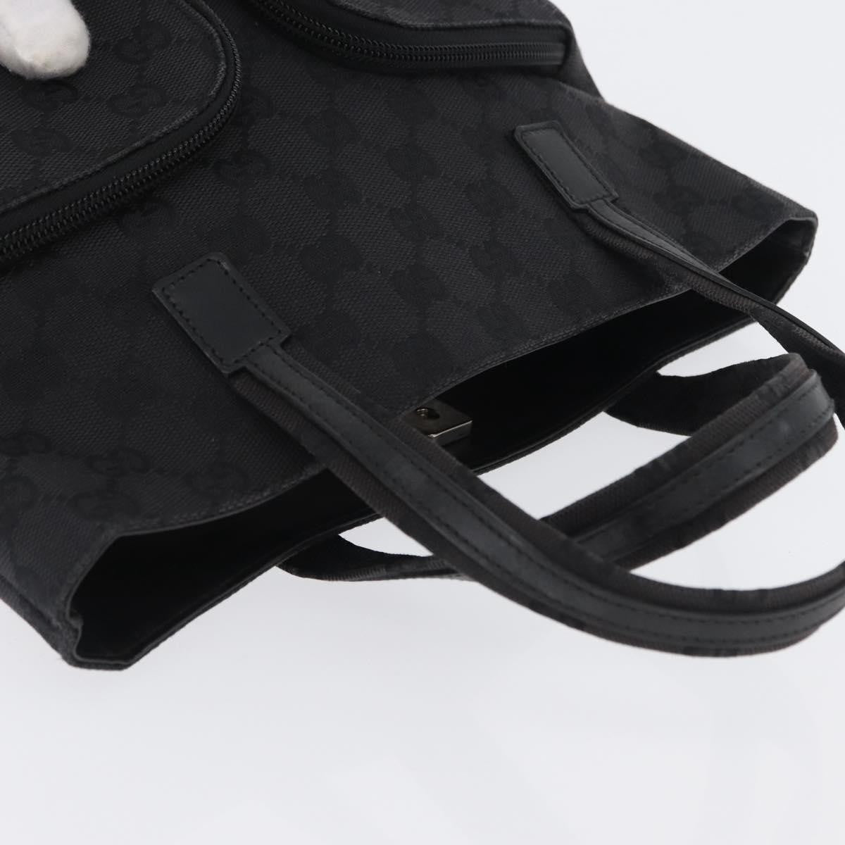Gucci Double Pocket Tote Gg Canvas And Leather Black Canvas Handbag (Pre-Owned)